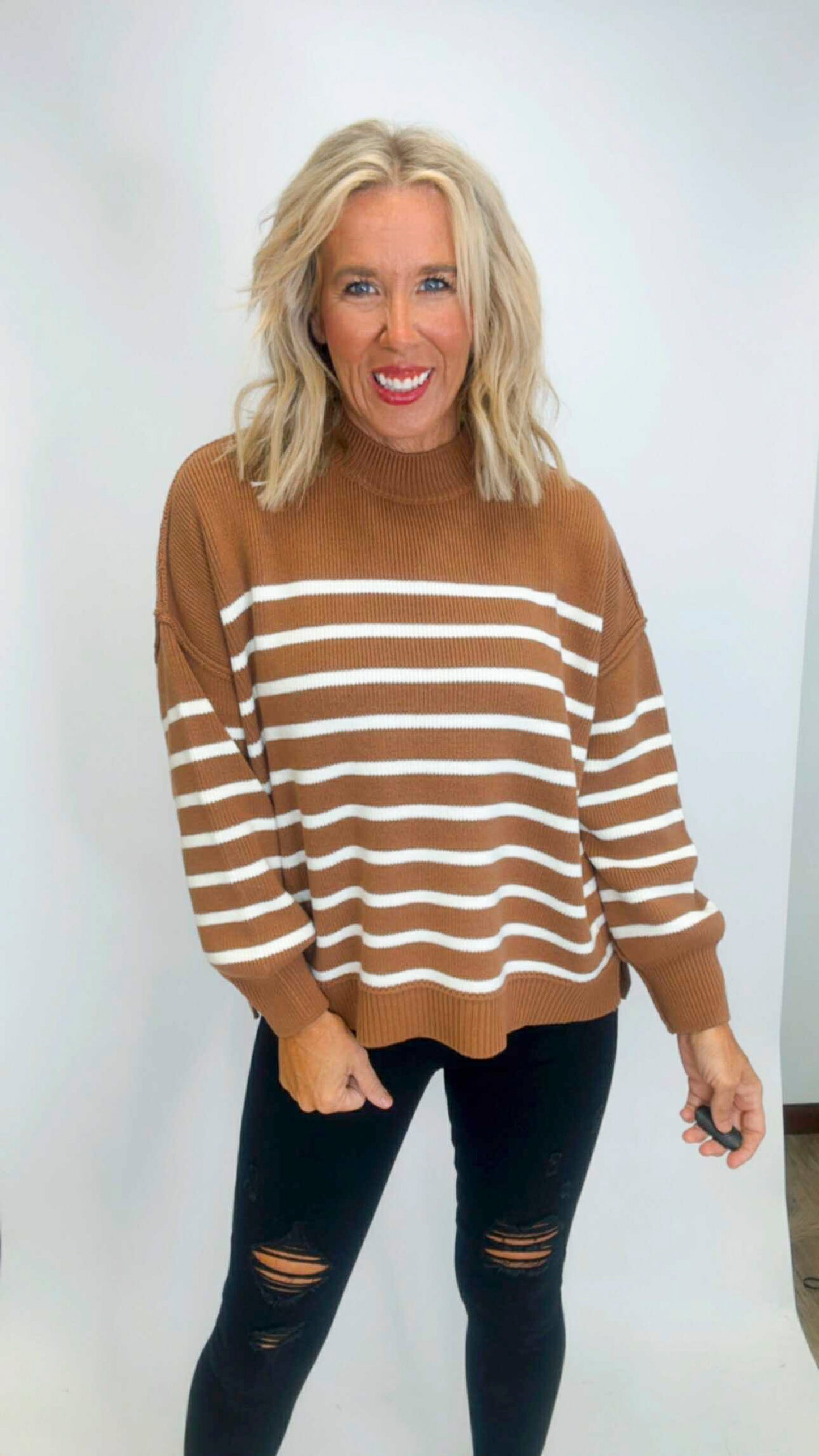 The Tessa Exposed Seam Striped Oversized Sweater | Zenana (8 COLORS) *DEAL*