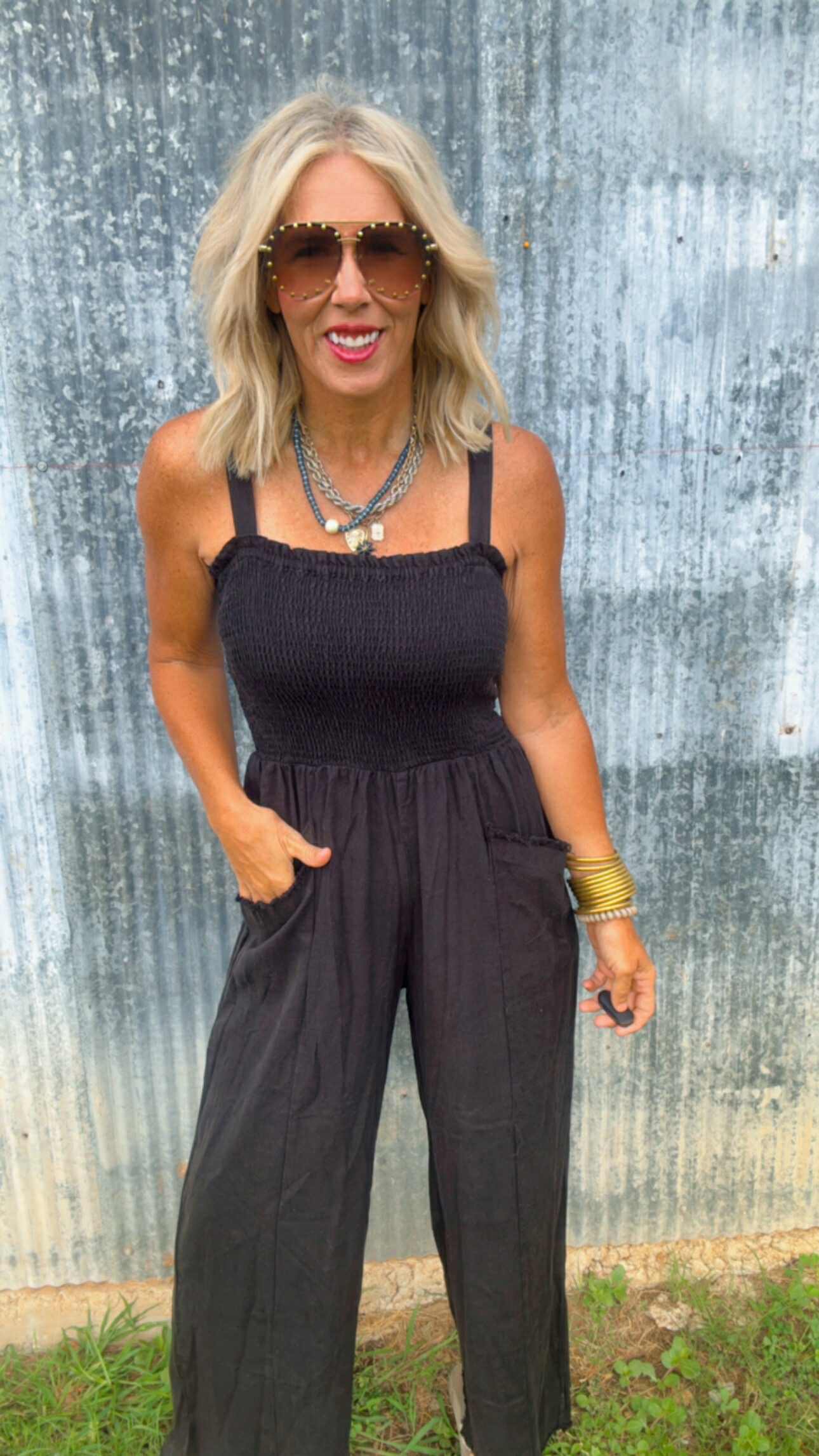Linen Mineral Wash Jumpsuit