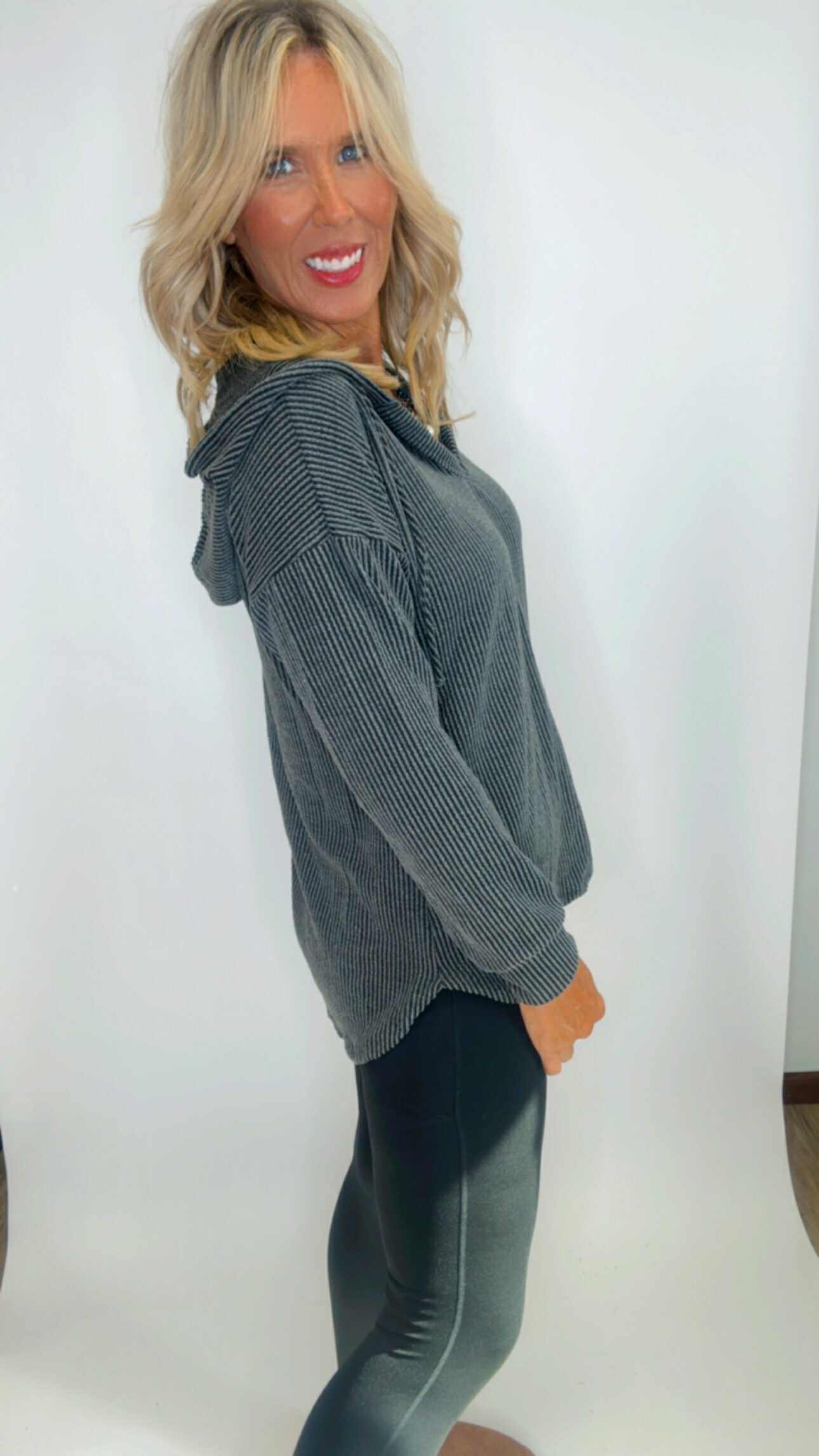 Urban Ribbed Hoodie Top