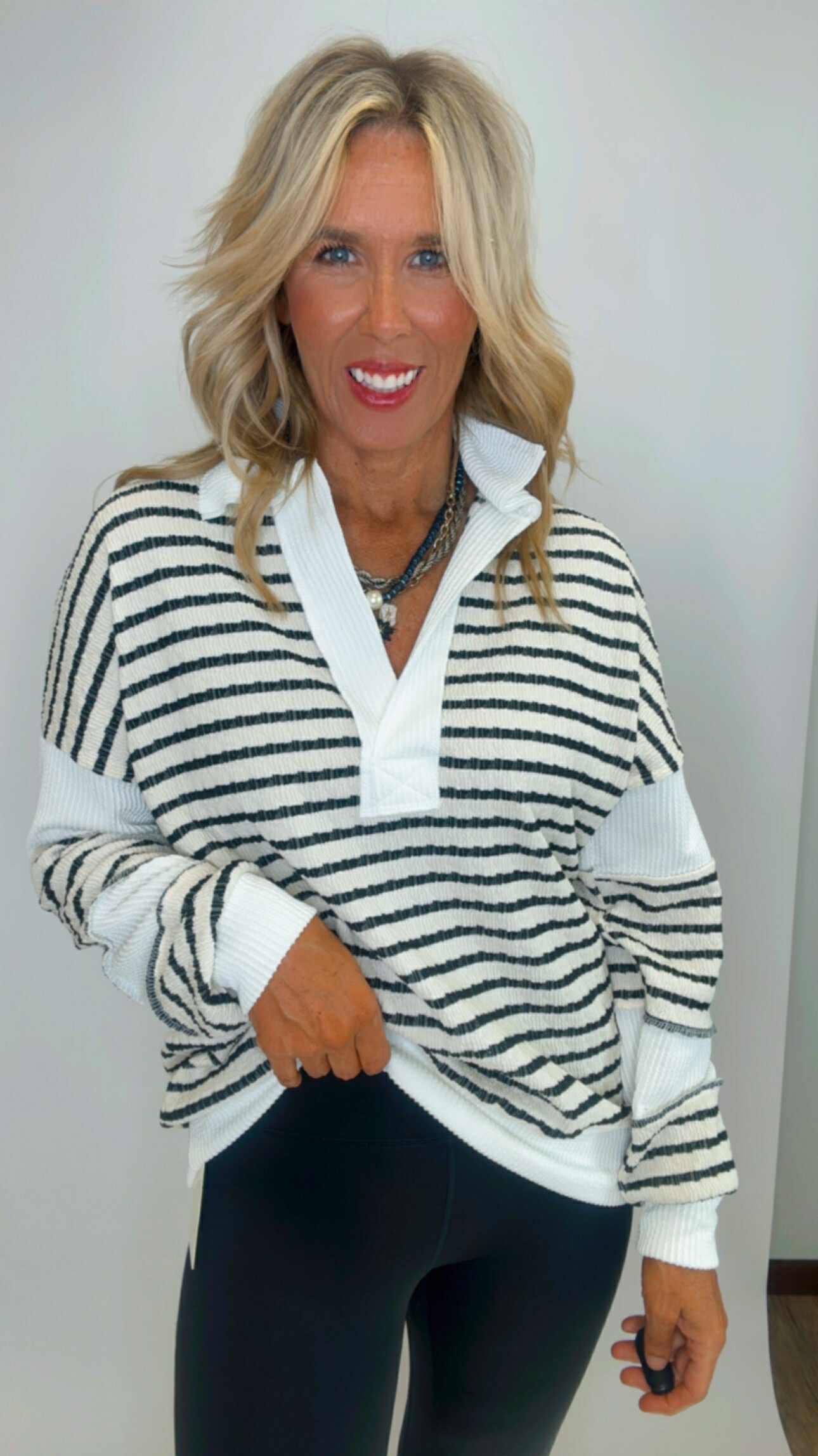 Black Stripe Loose Fit Top