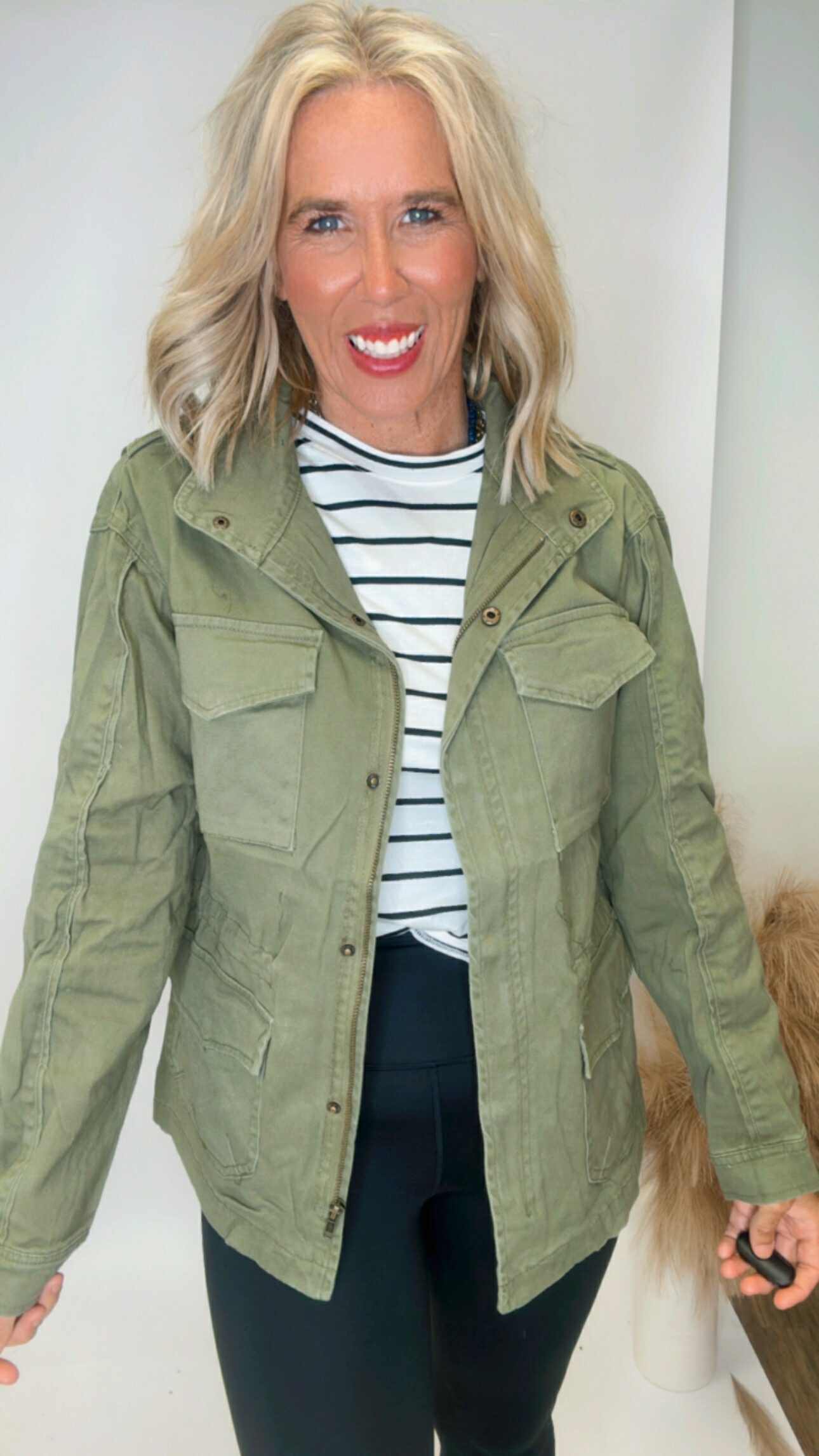 Twill Heavy Garment Wash Anorak Jacket w/ Drawstring Waist