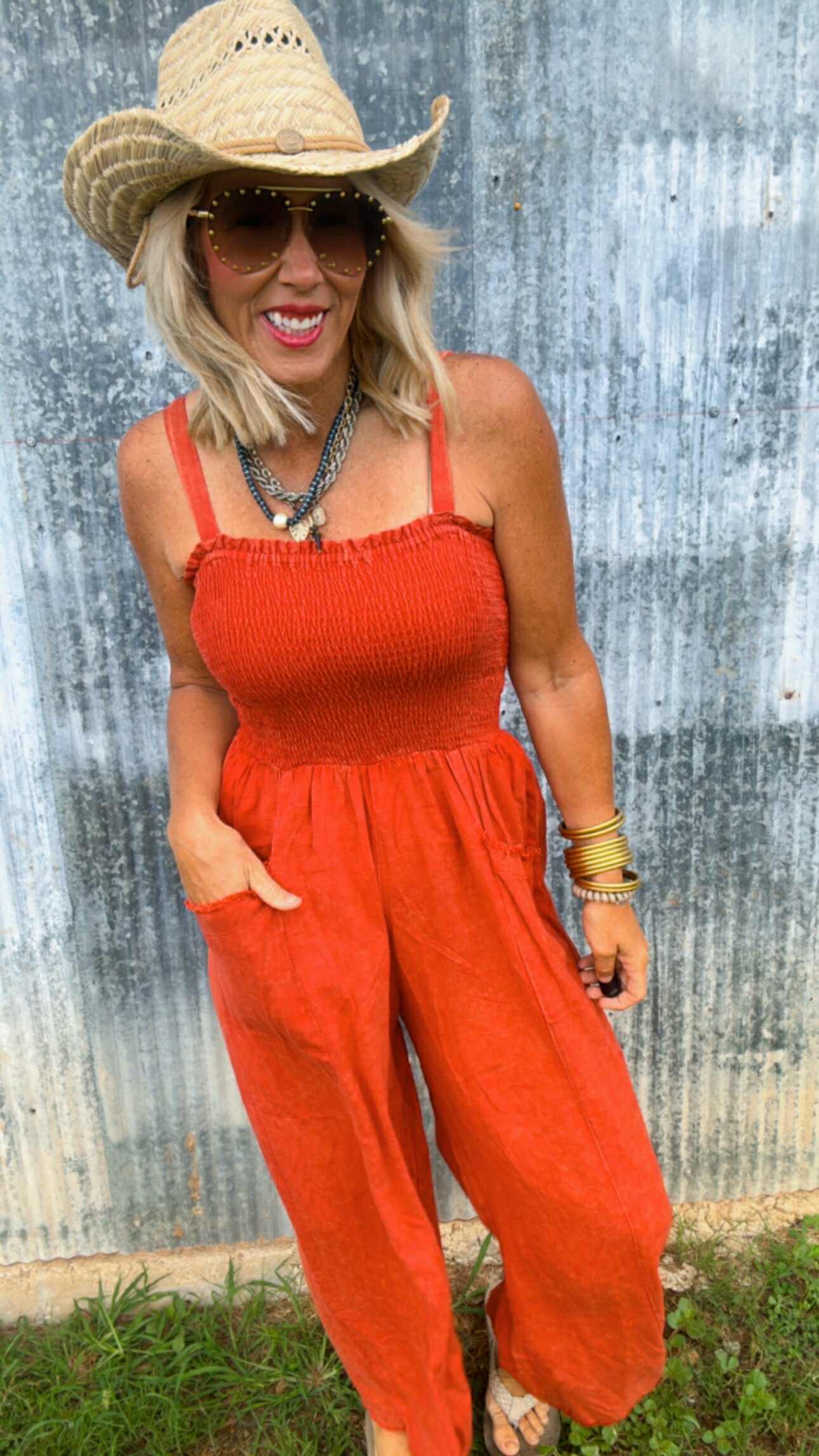 Linen Mineral Wash Jumpsuit