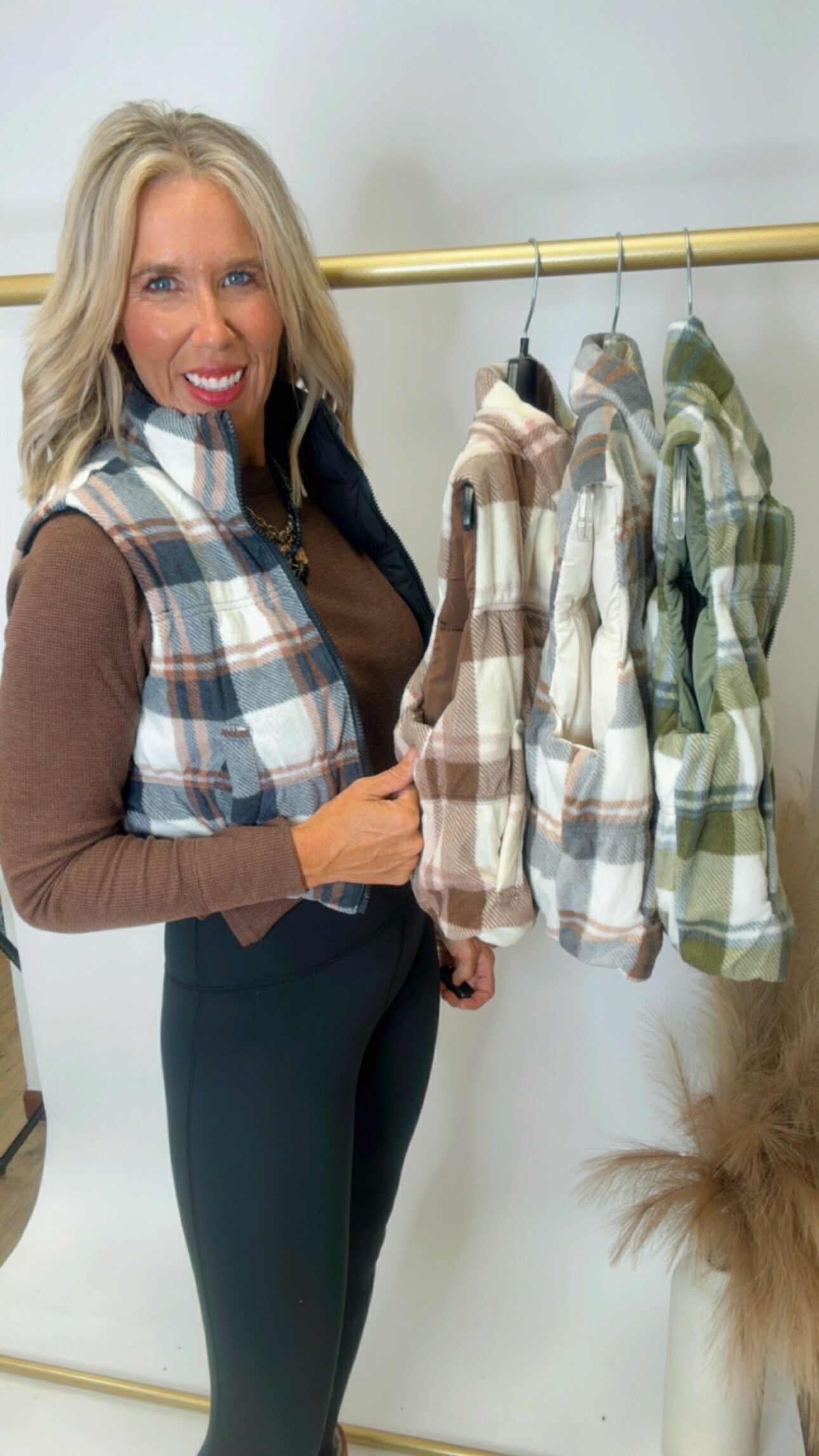 Black Full-zip Reversible Plaid Puffer Vest *DEAL*