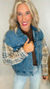 Khaki Denim Plaid Contrast Jacket**