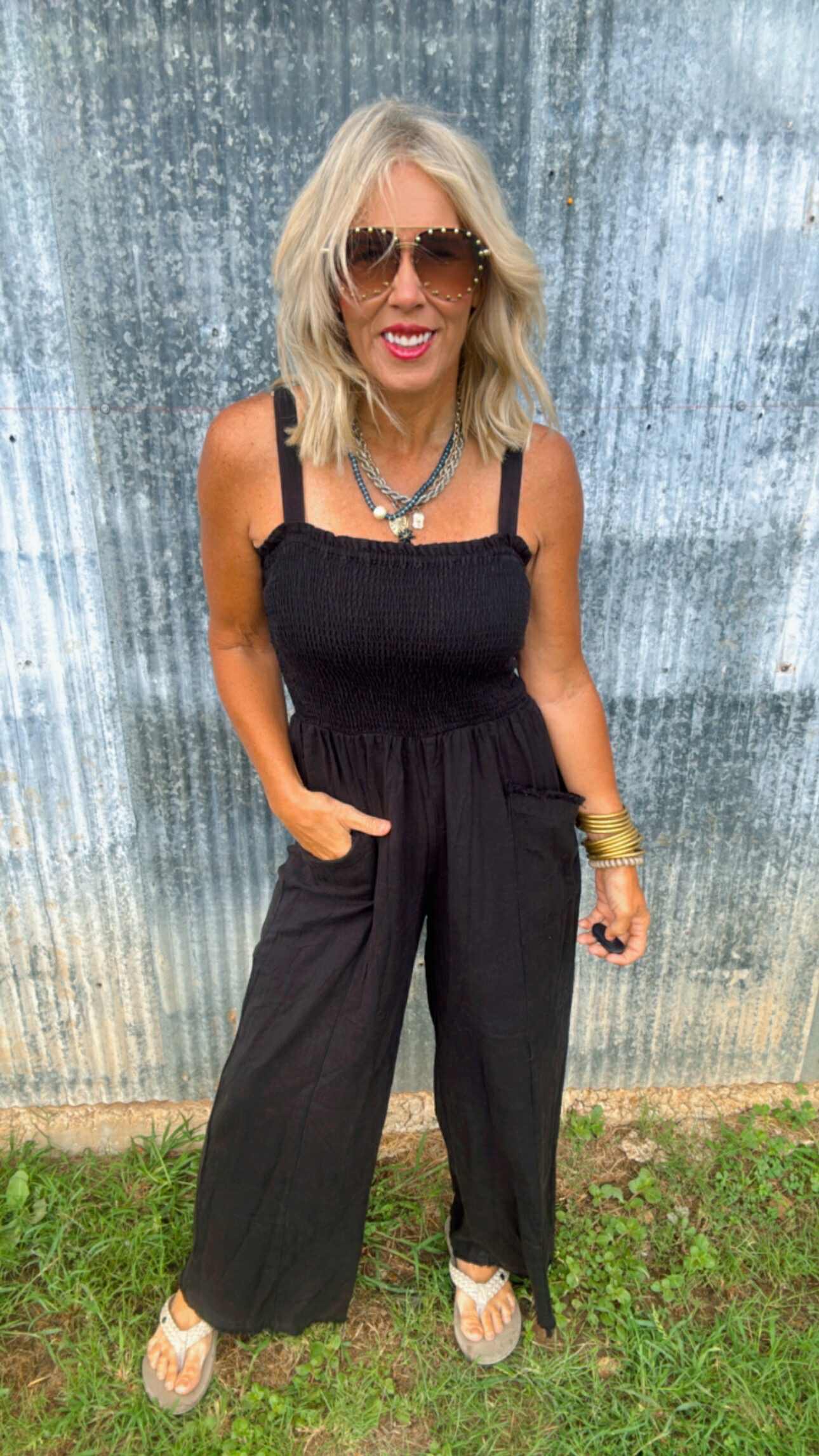 Linen Mineral Wash Jumpsuit