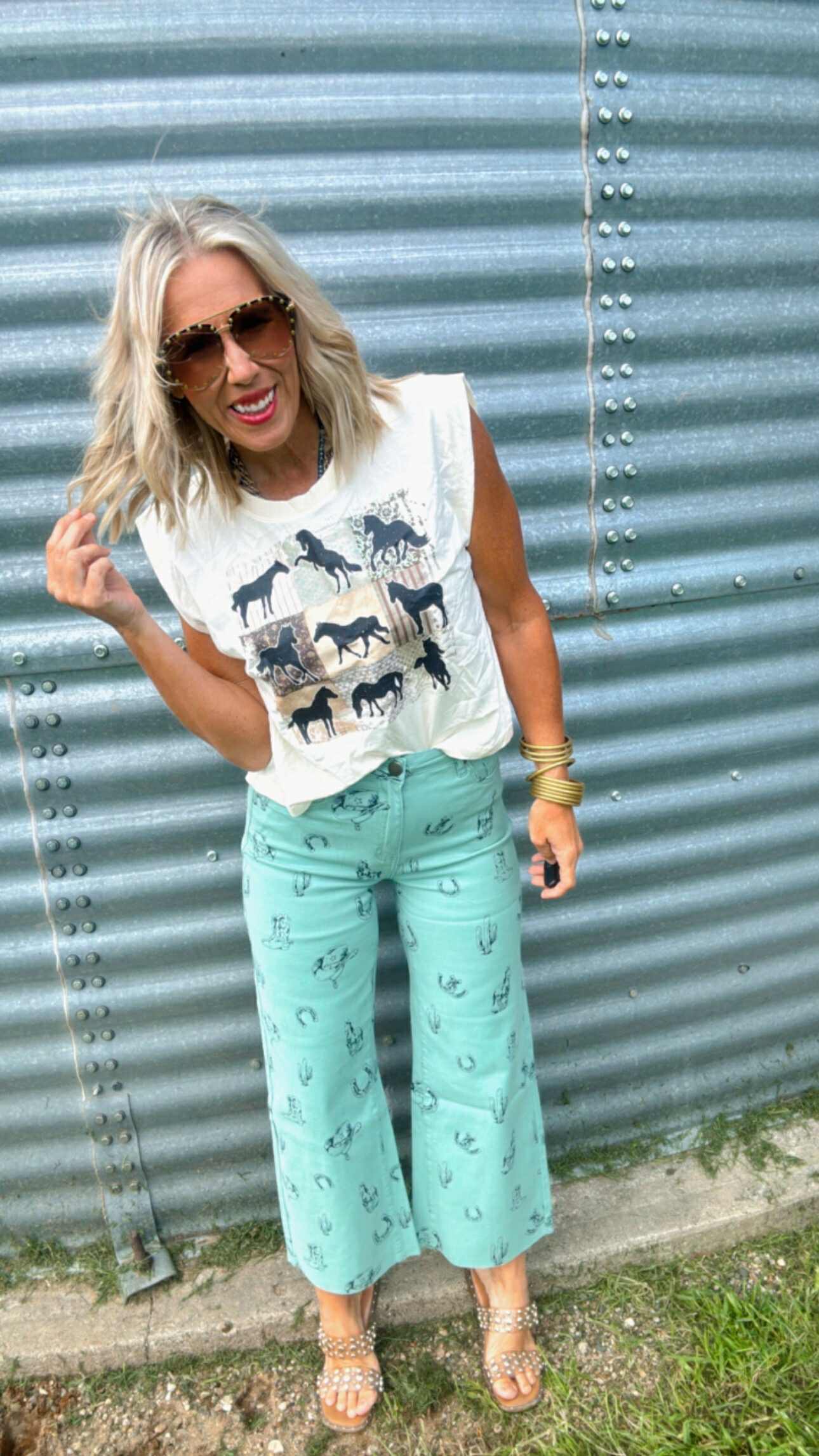 Take me Away Western Printed Twill Pants