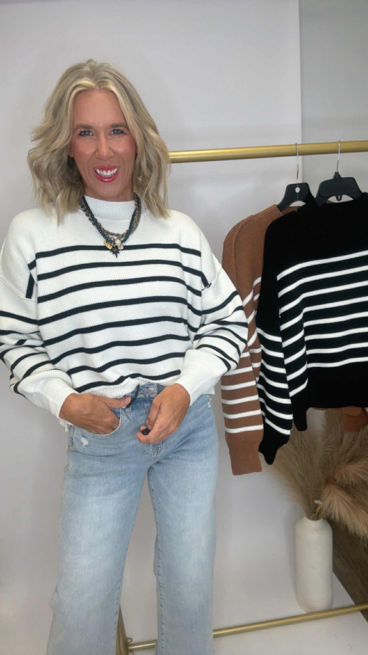 The Saylor Exposed Seam Striped Oversized Sweater | Zenana (4 COLORS)