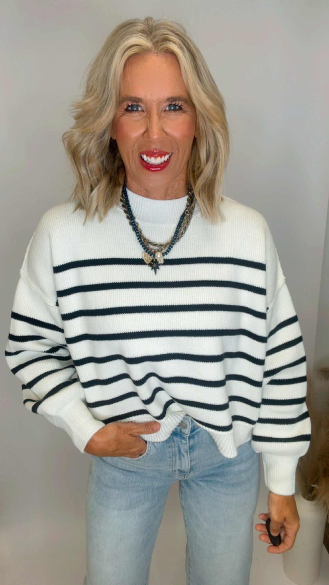 The Saylor Exposed Seam Striped Oversized Sweater | Zenana (4 COLORS)