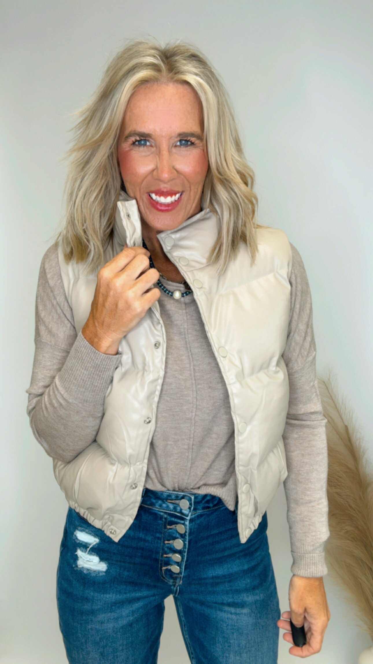 Layered in Leather Puffer Vest (2 COLORS)