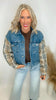 Khaki Denim Plaid Contrast Jacket**