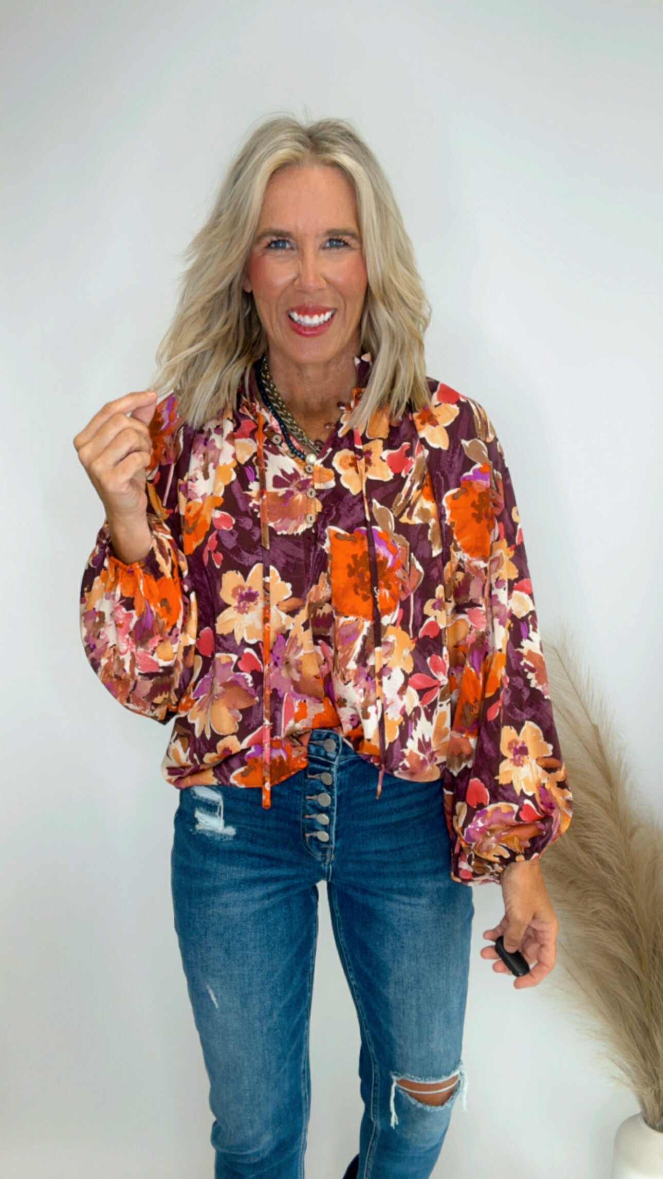 Floral Printed Mirabelle Satin Blouse (2 COLORS)