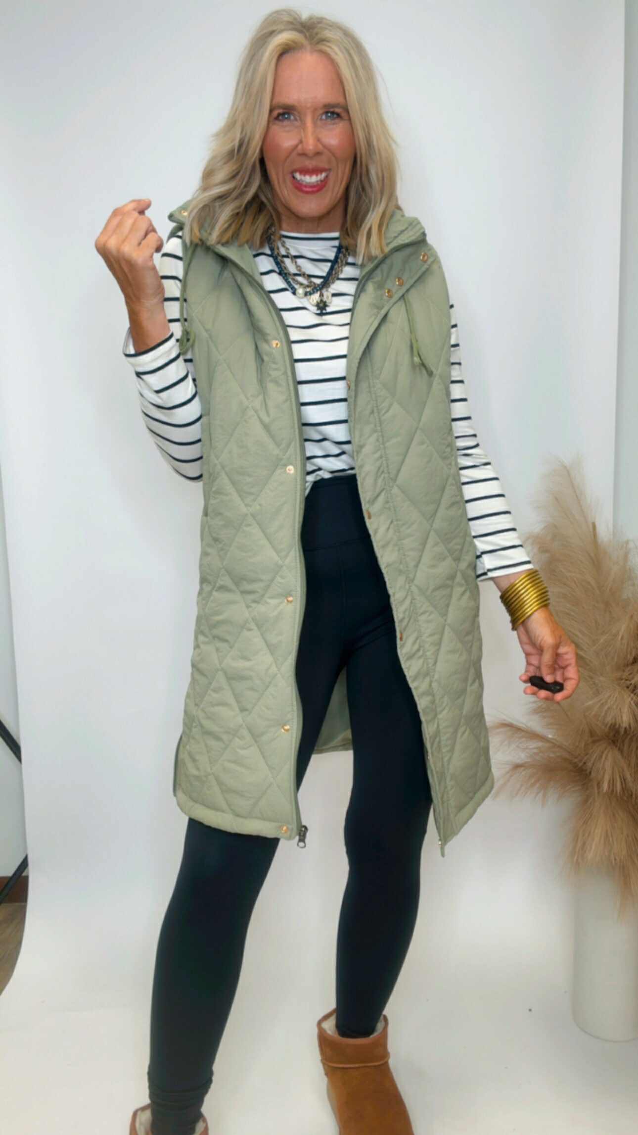 On The Go Quilted Puffer Vest with Hood | Salty Wave * FINAL SALE
