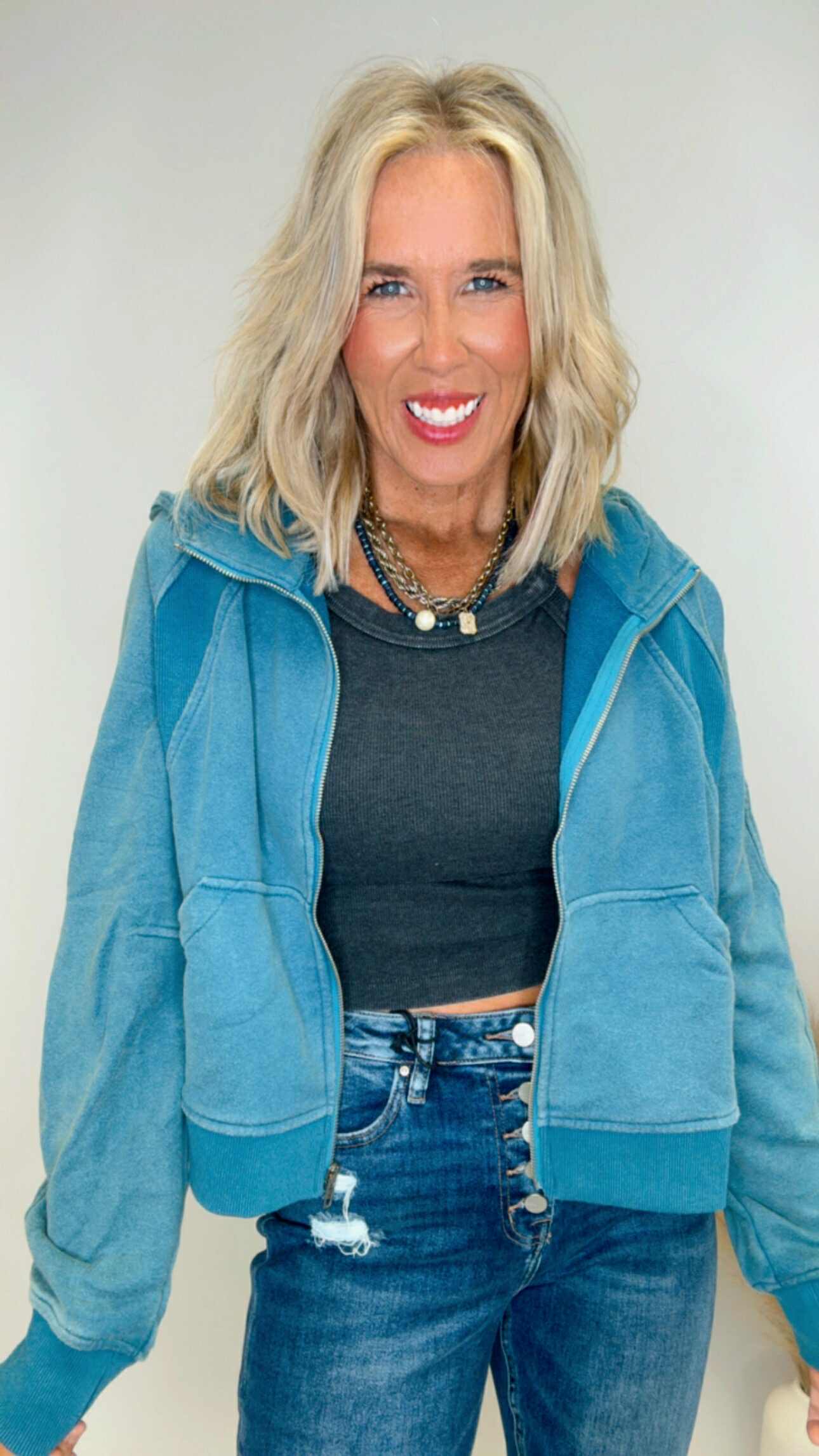 Contrast Ribbed Zip-Up Hoodie Sweatshirt Jacket (3 COLORS)