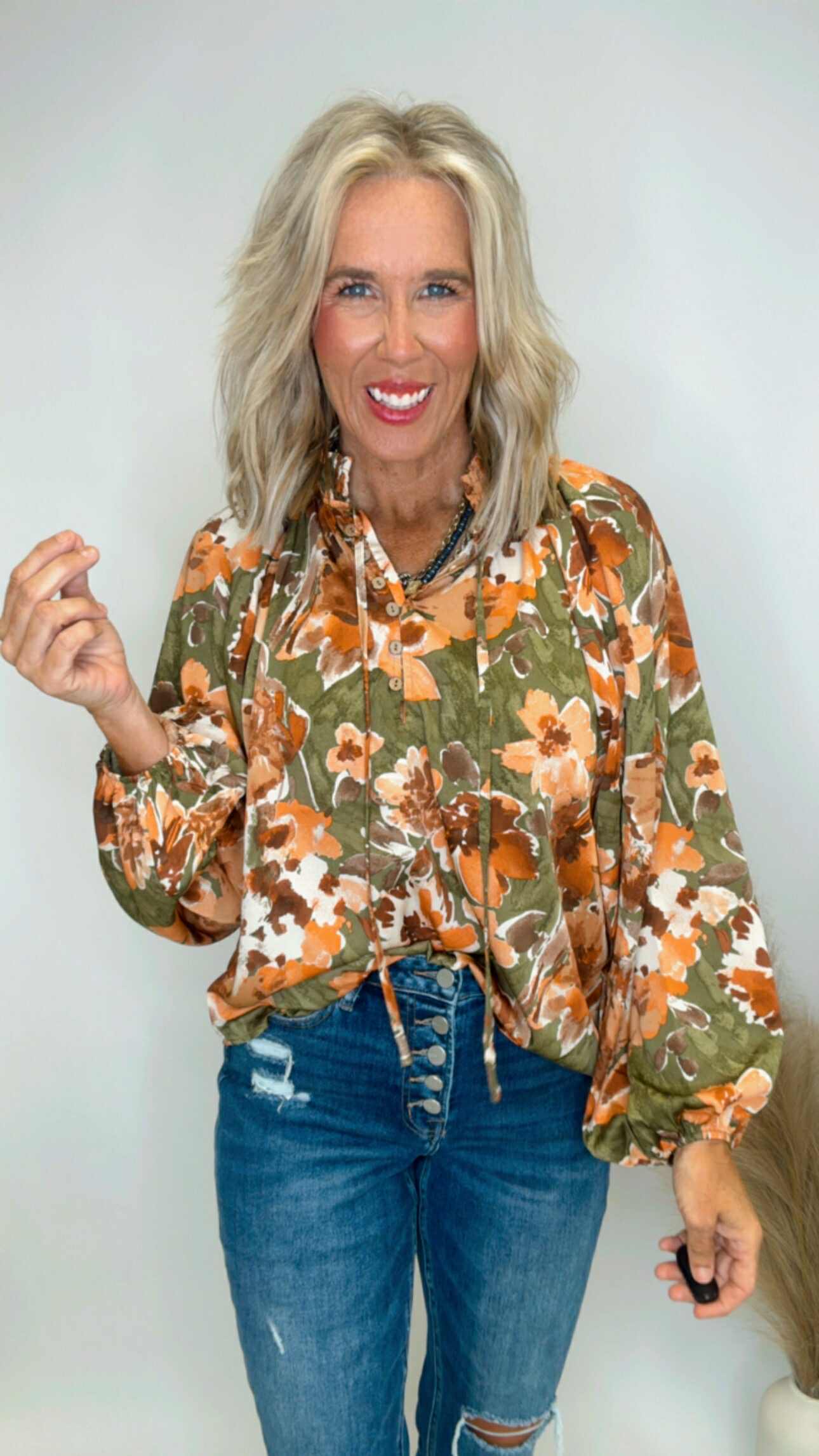 Floral Printed Mirabelle Satin Blouse (2 COLORS)
