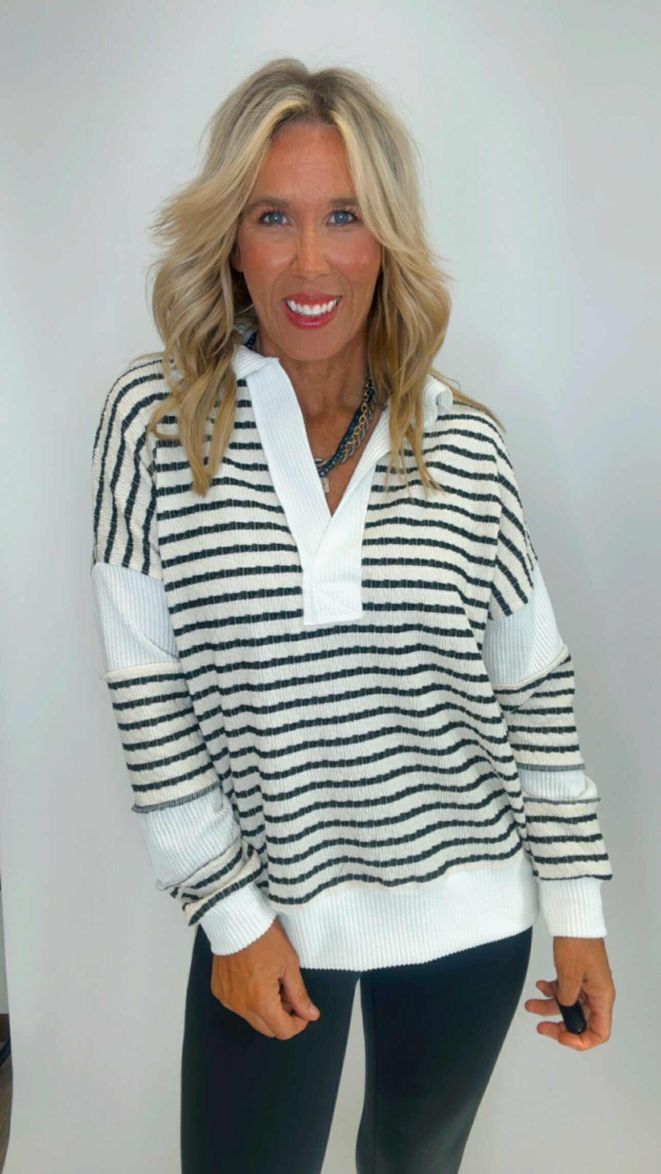 Black Stripe Loose Fit Top