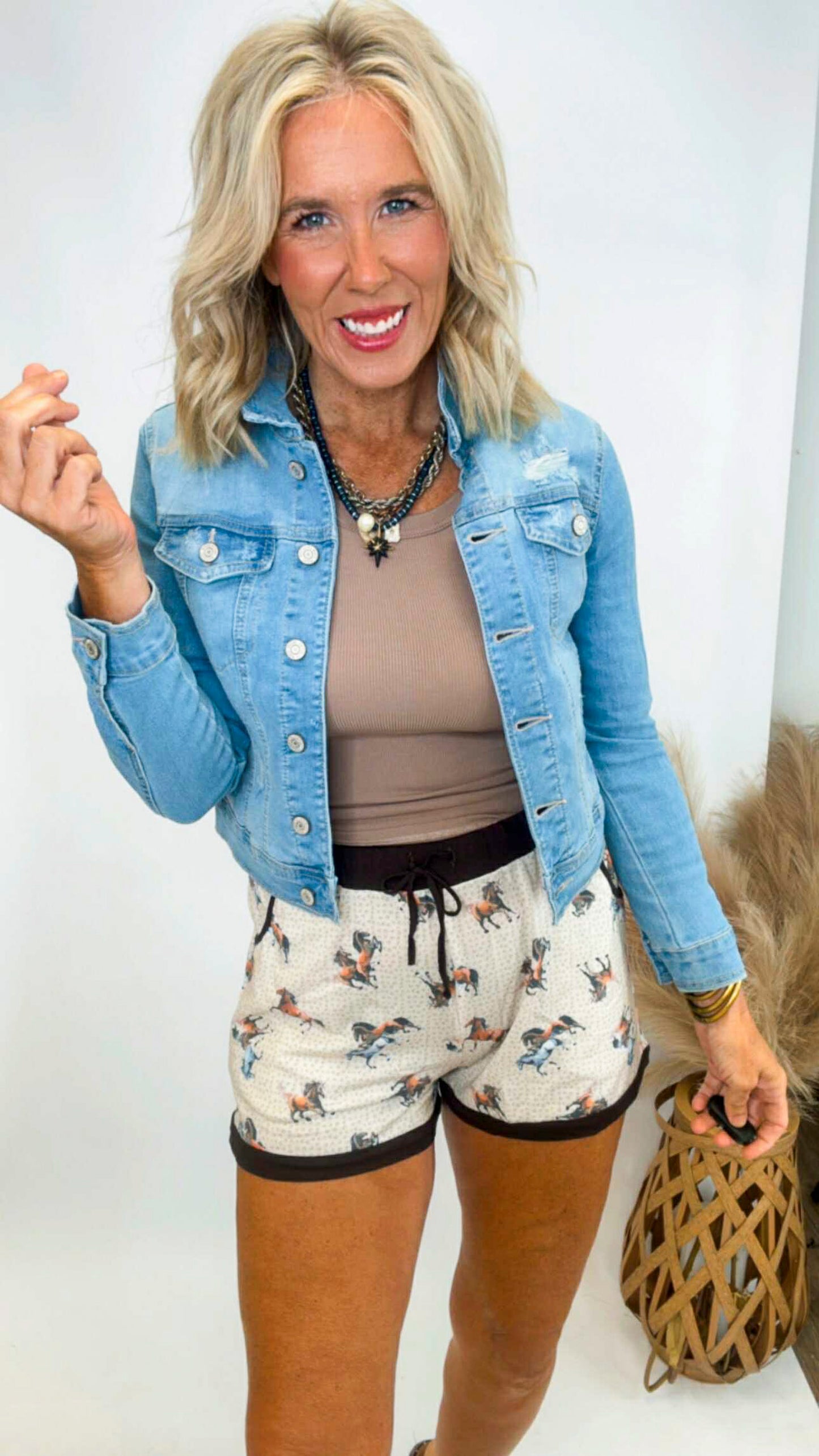 Horse Graphic Color Block Shorts