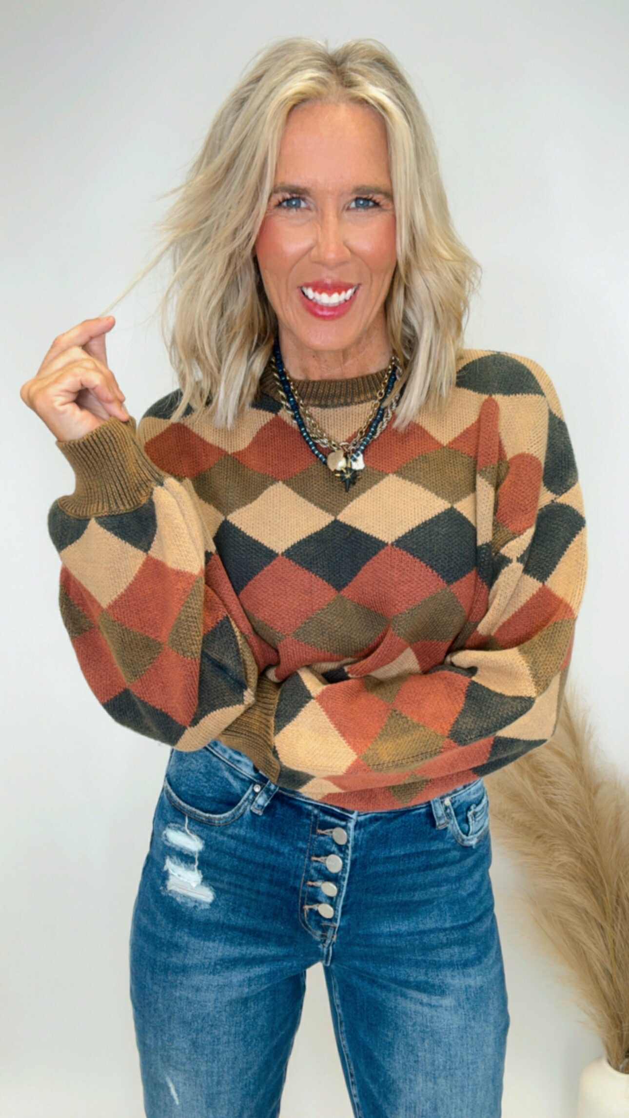 Cabin Hour Checkered Sweater