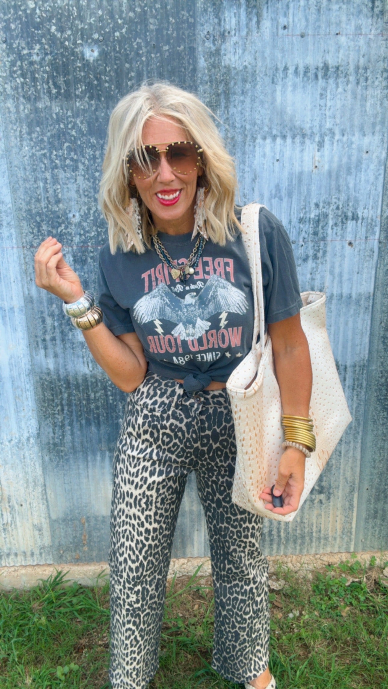 Leopard High Waisted Knit Jeans