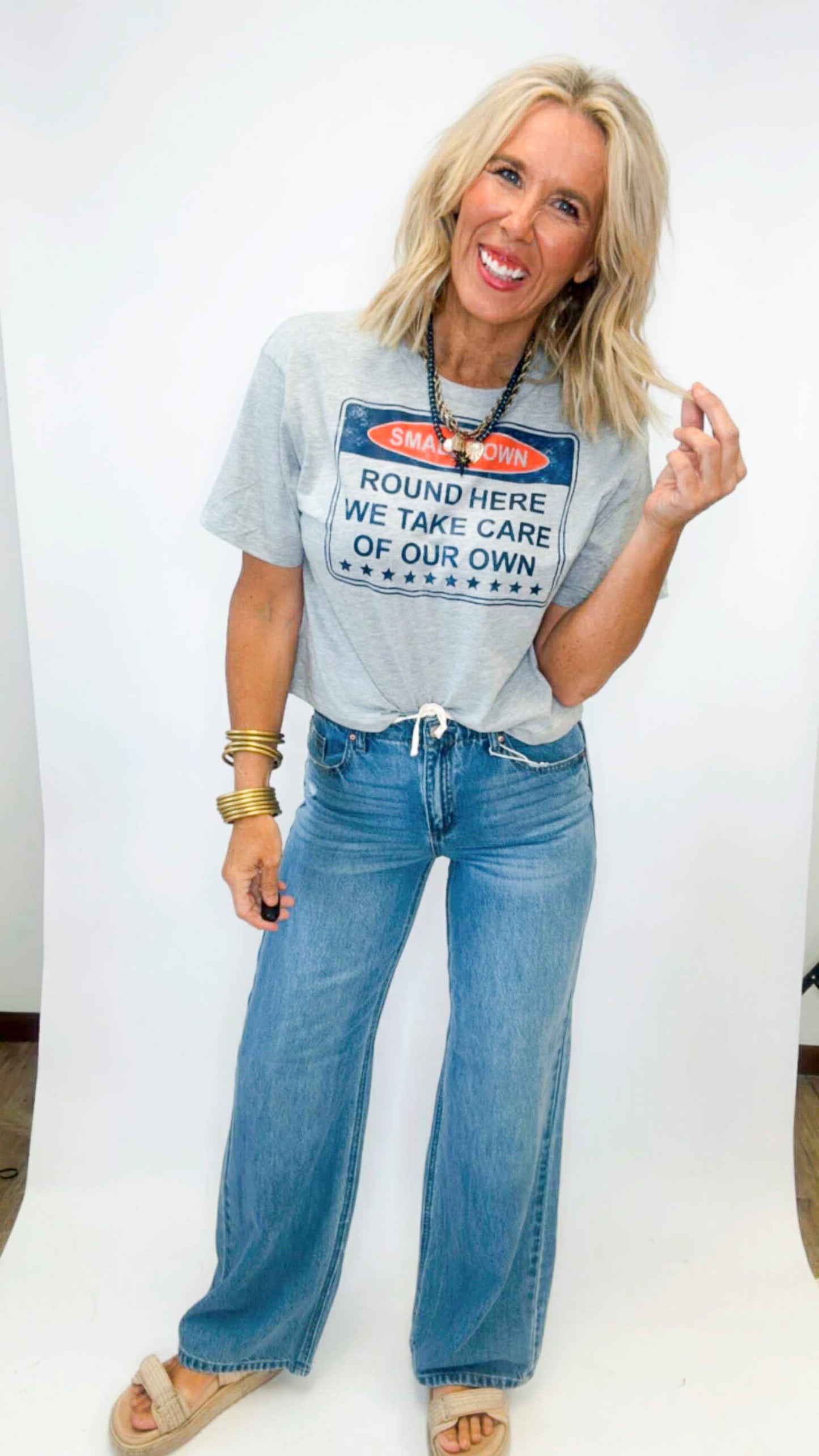 Small Town Fine Jersey Boxy Graphic Tee