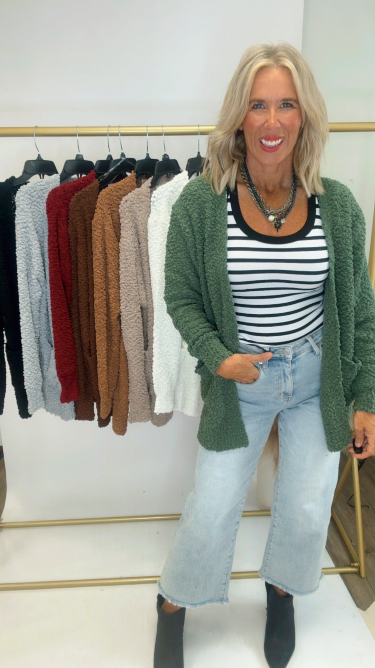 The Jennifer Popcorn Sweater Cardigan With Pockets | Zenana (8 COLORS)