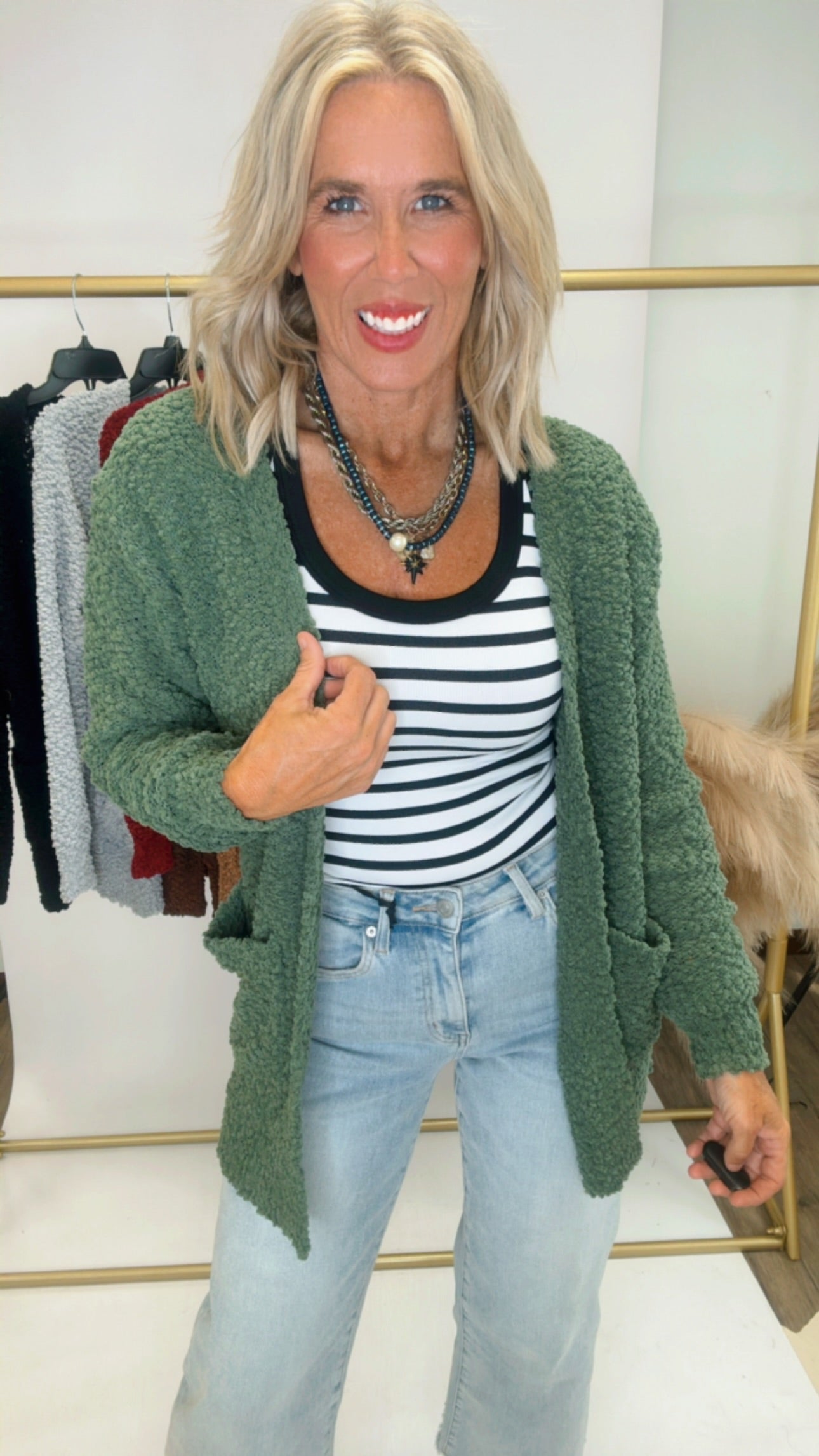 The Jennifer Popcorn Sweater Cardigan With Pockets | Zenana (8 COLORS)