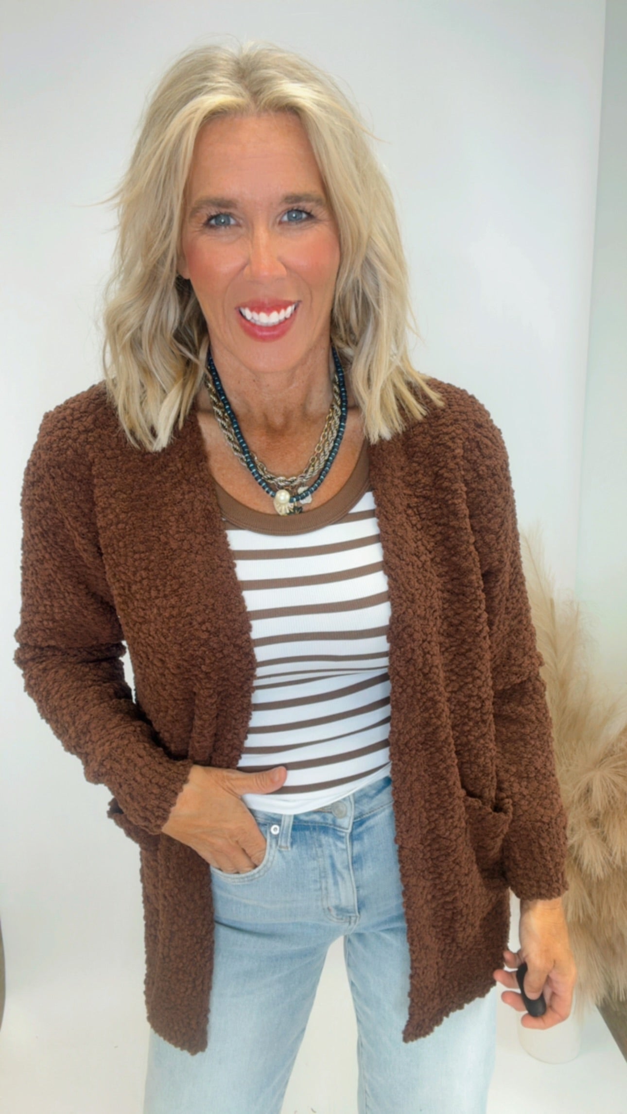 The Jennifer Popcorn Sweater Cardigan With Pockets | Zenana (8 COLORS)
