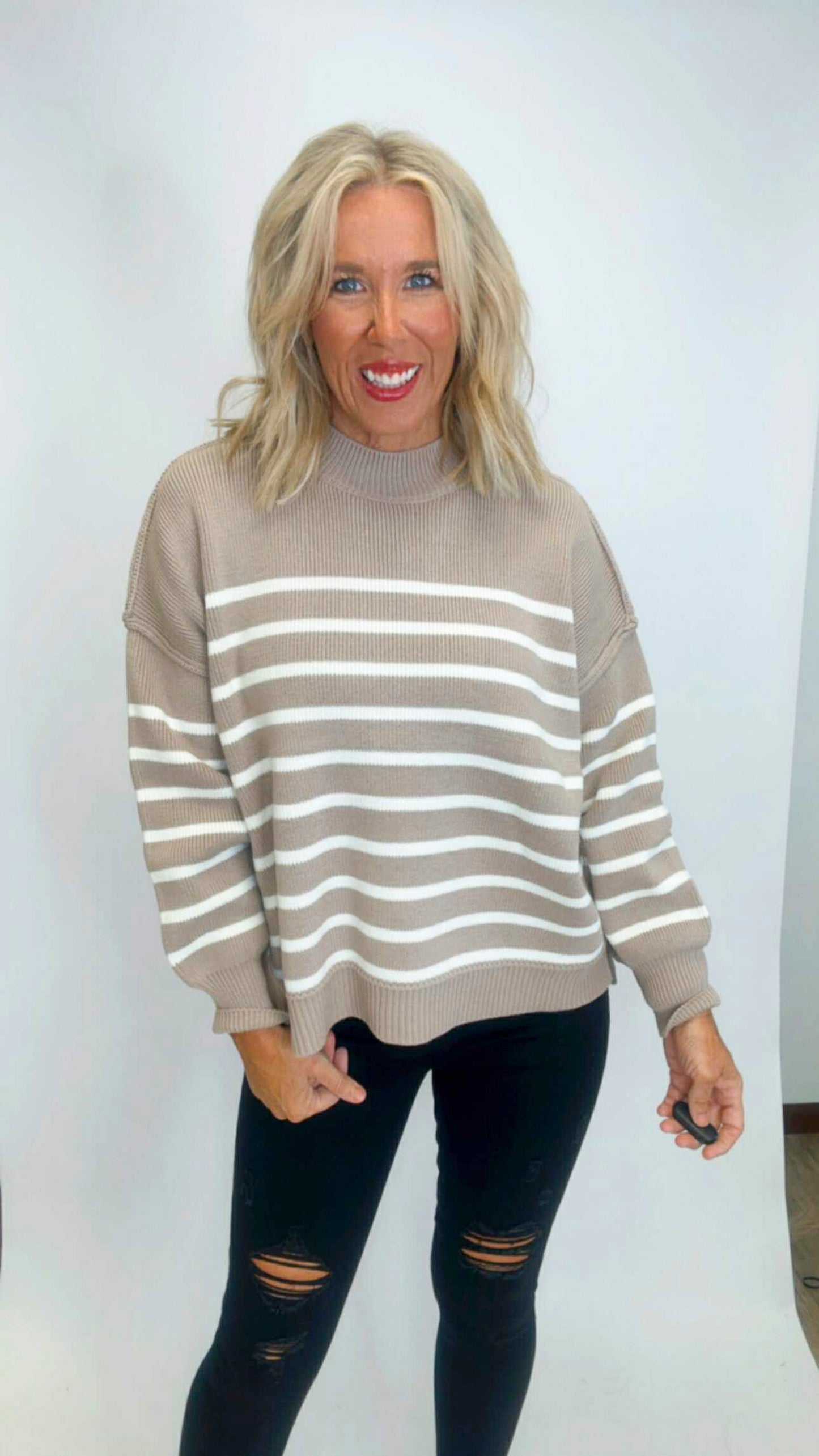 The Tessa Exposed Seam Striped Oversized Sweater | Zenana (8 COLORS) *DEAL*