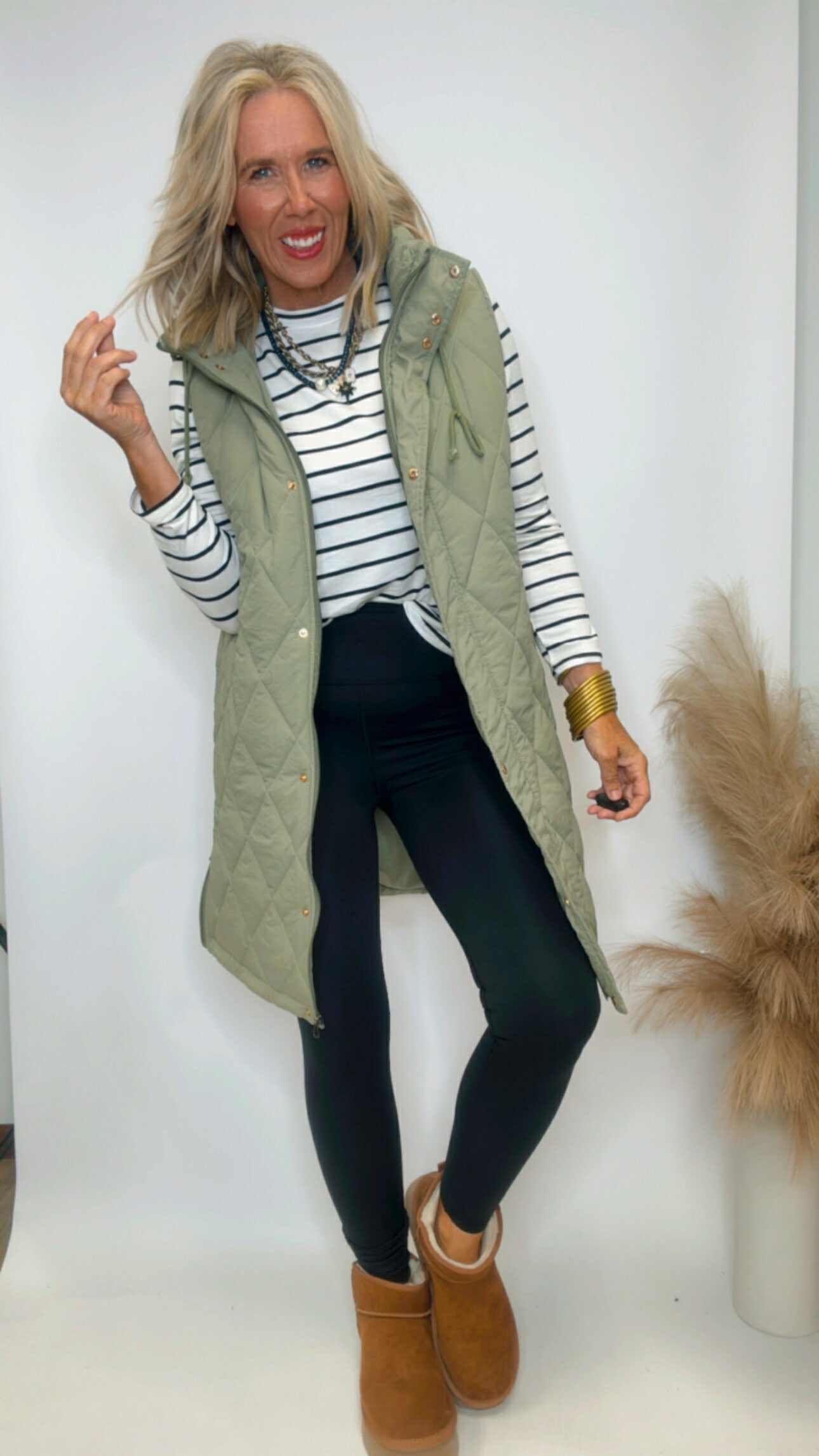 On The Go Quilted Puffer Vest with Hood | Salty Wave * FINAL SALE
