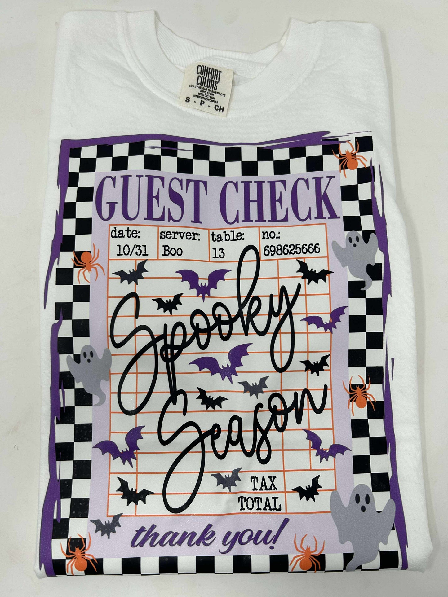 Spooky Season Guest Check Garment Graphic T-shirt