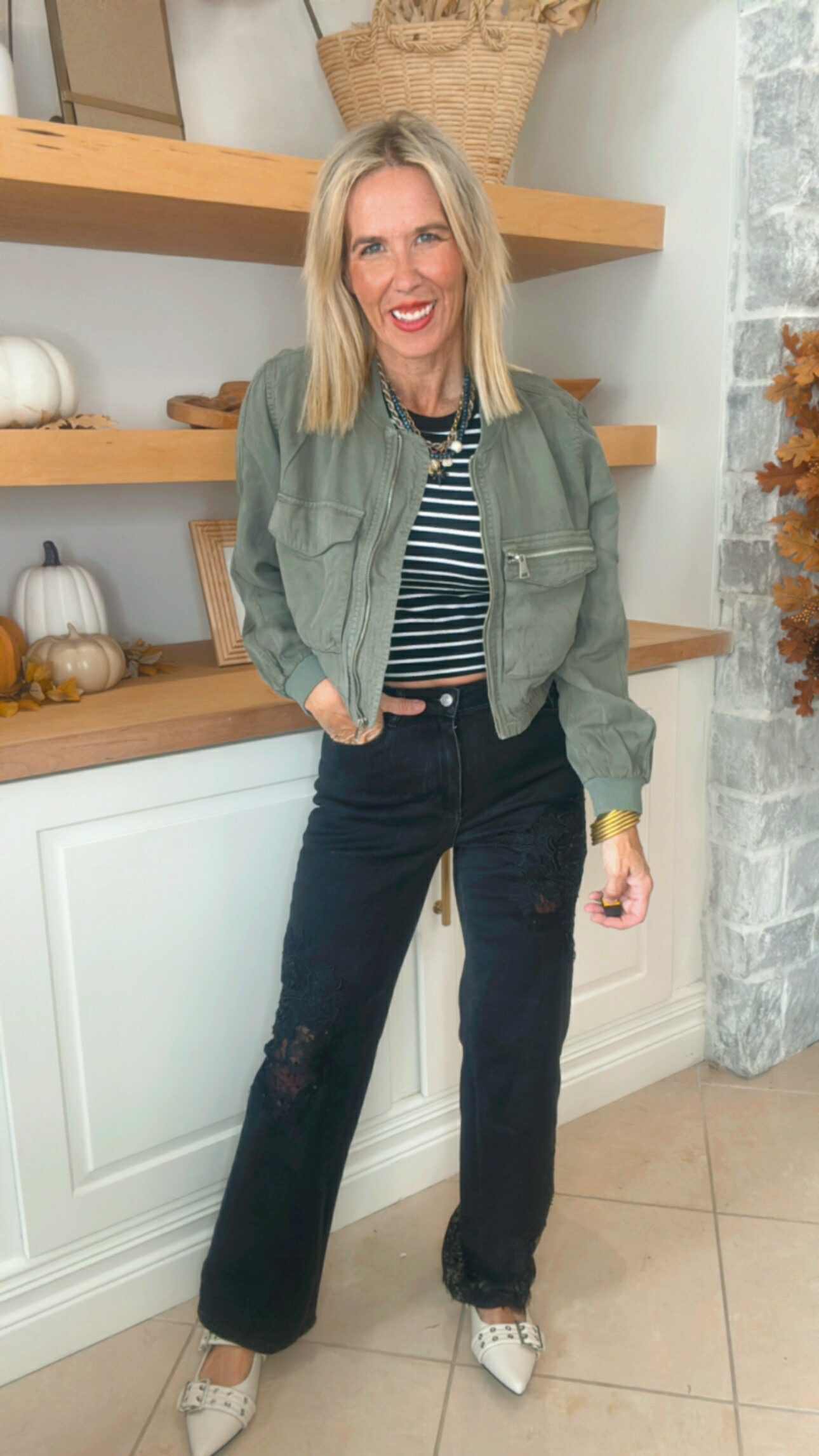 Lace Patchwork Straight Leg Jeans