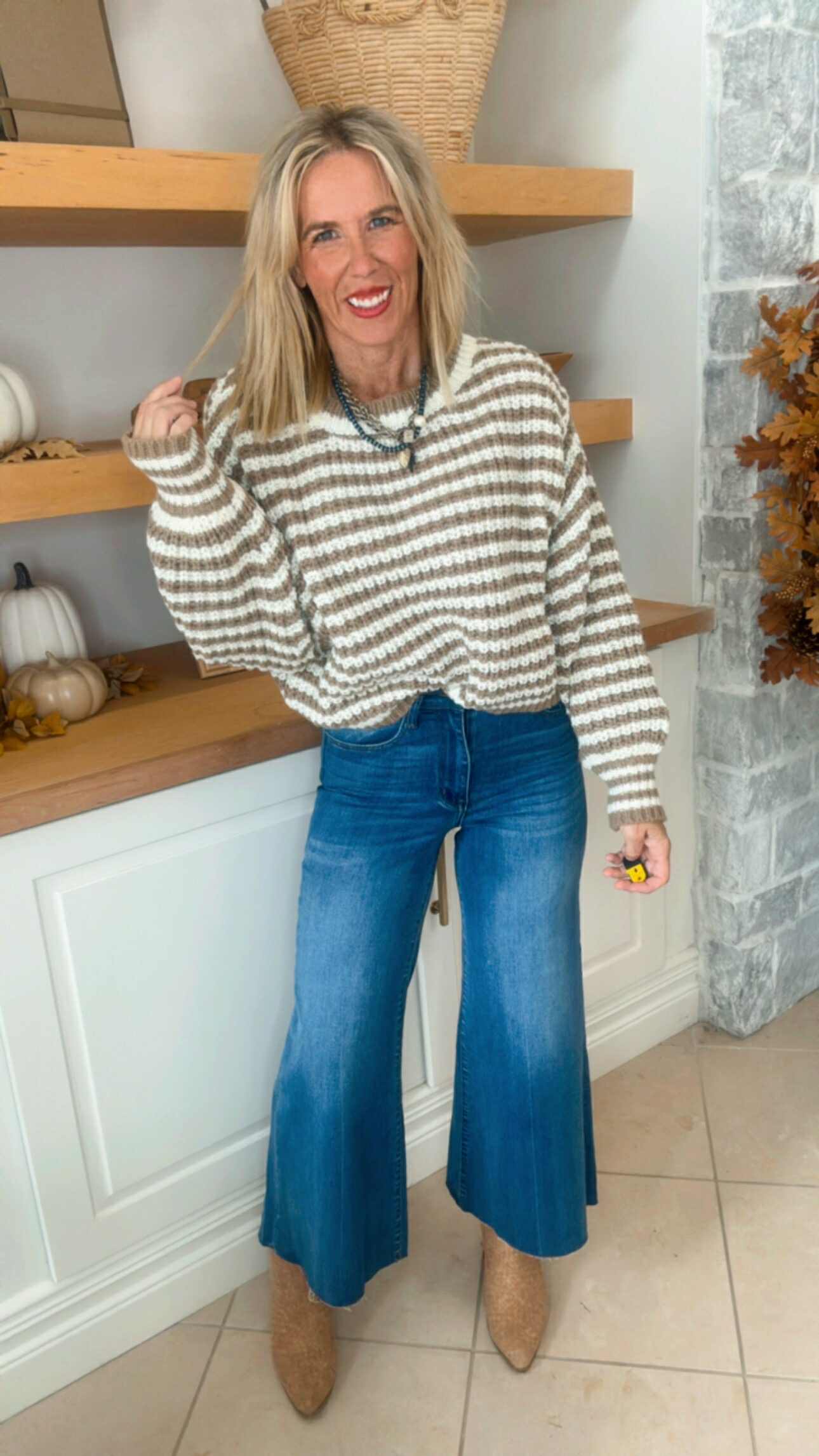 The Rory Taupe Striped Sweater