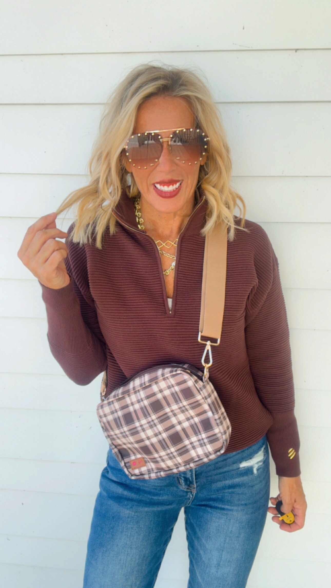 On Repeat Brown Half-Zip Pullover | SALTY WAVE