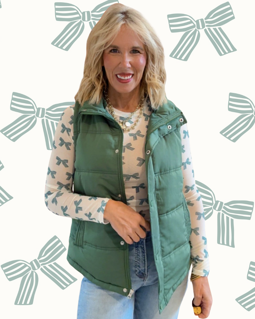 Marlie Holiday Green Bow Mesh Top | SALTY WAVE *PREORDER - START SHIP LATE NOVEMBER