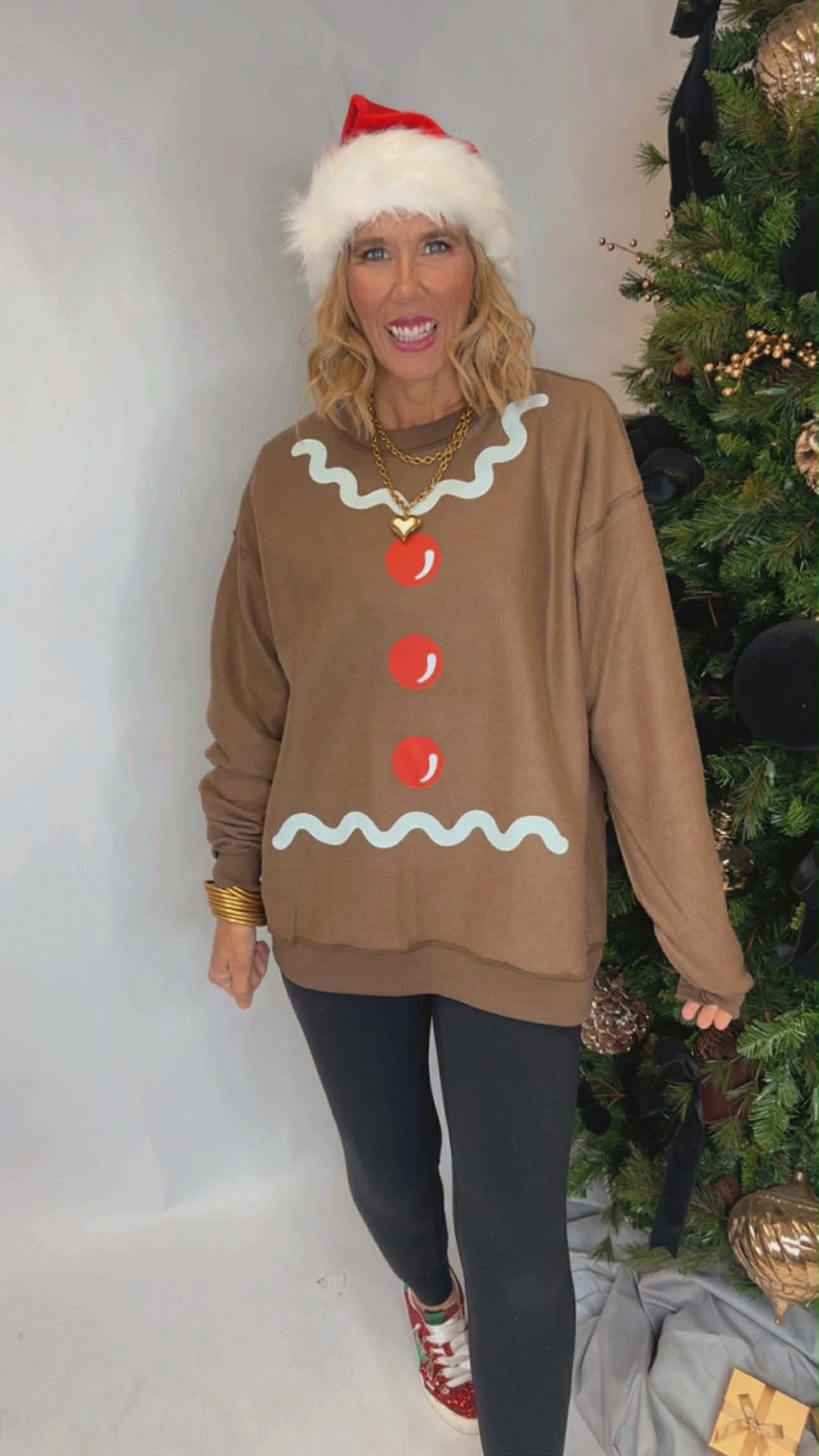 Reversible Reindeer & Gingerbread Graphic Sweatshirt - DEAL