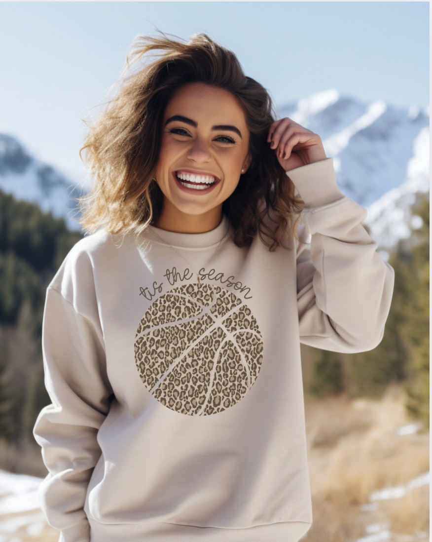 Tis the Season Basketball Sand Crewneck Graphic Sweatshirt