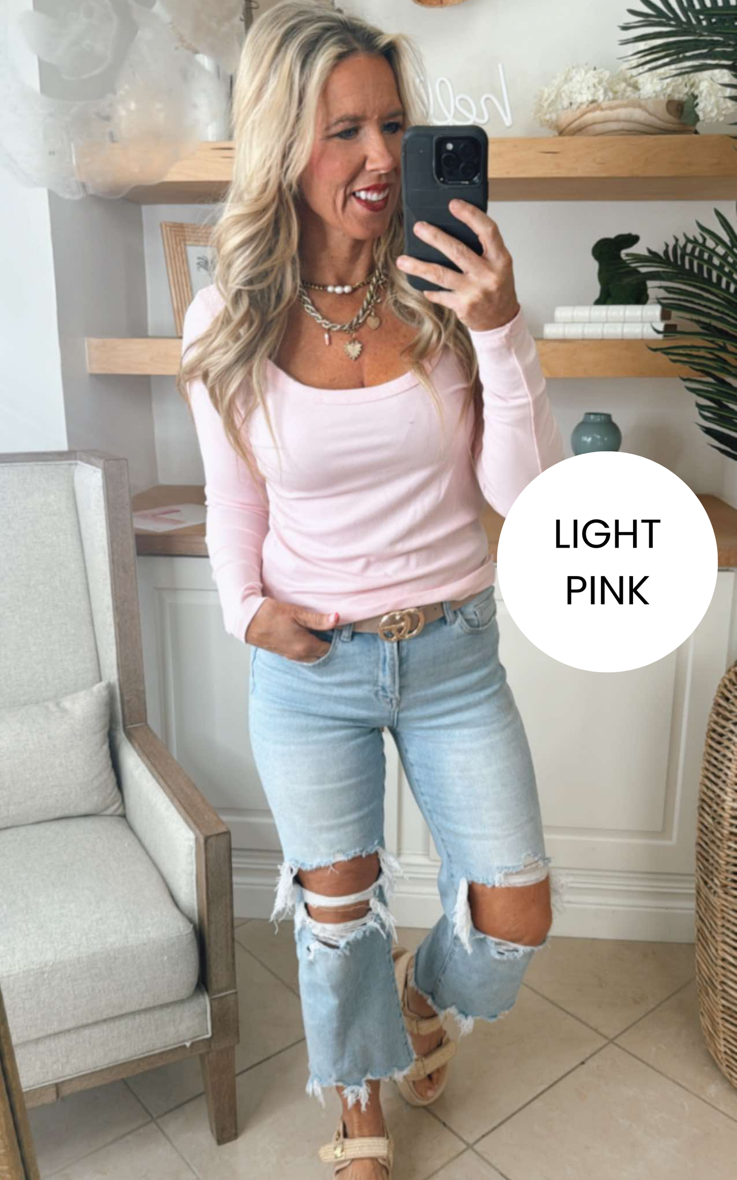 Hold Tight Scoop Neck Long Sleeve Top | SALTY WAVE