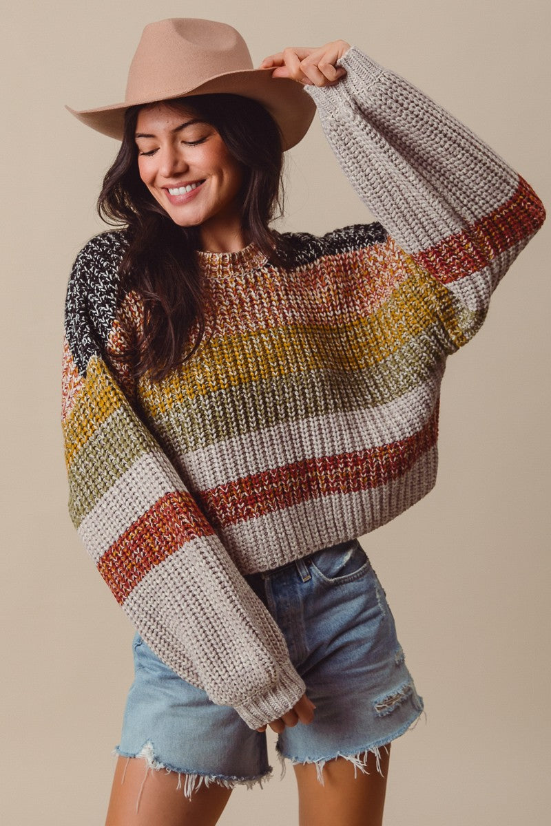 Striped Multi Color Crop Sweater (2 COLORS) | SO ME *LA LIVE PREORDER 2.2.2.1