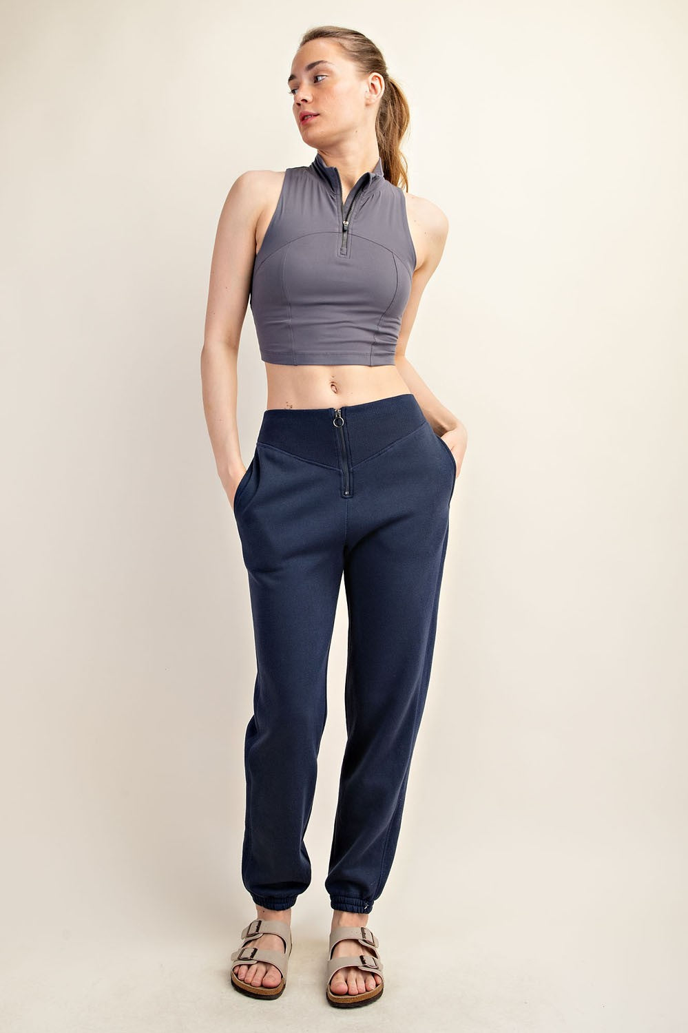 Fleece French Terry Zip Up Sweatpants | RAE MODE - Final Sale