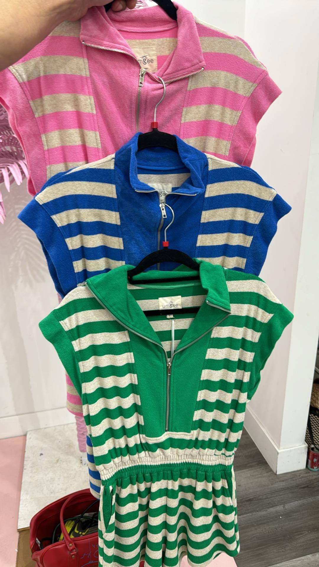 Striped Terry Fabric Sleeveless Romper| UMGEE