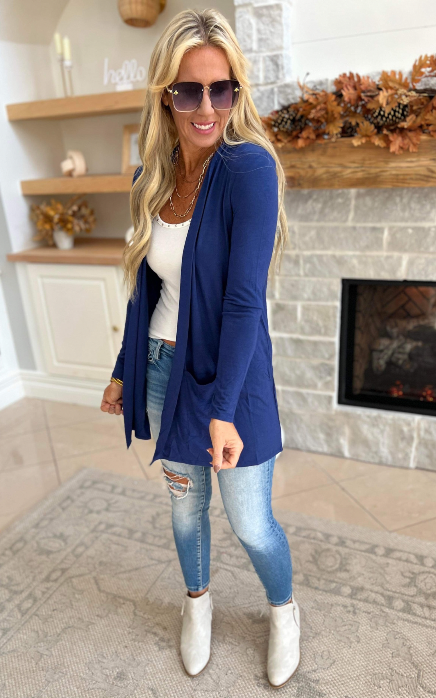slouchy navy cardigan
