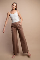 Cotton Stretch Wide Leg Pants | Rae Mode - Final Sale