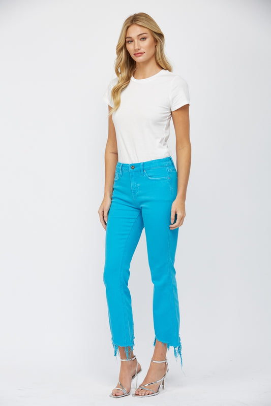 MICA - HIGH RISE CROP FLARE DENIM JEANS - Final Sale