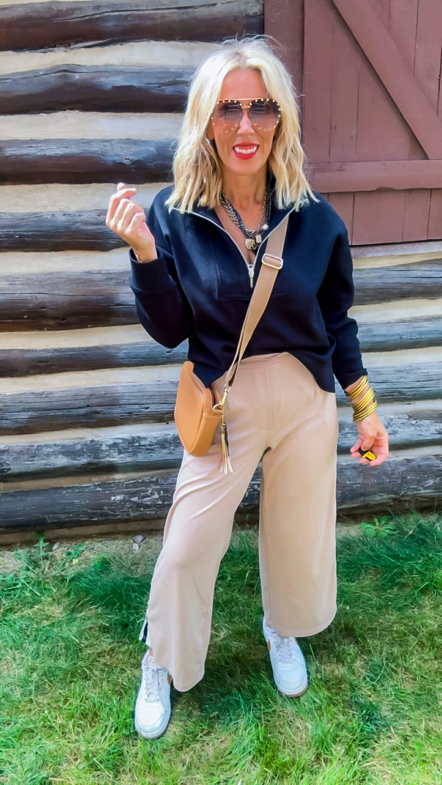 Striped Down Line Pants With Pockets