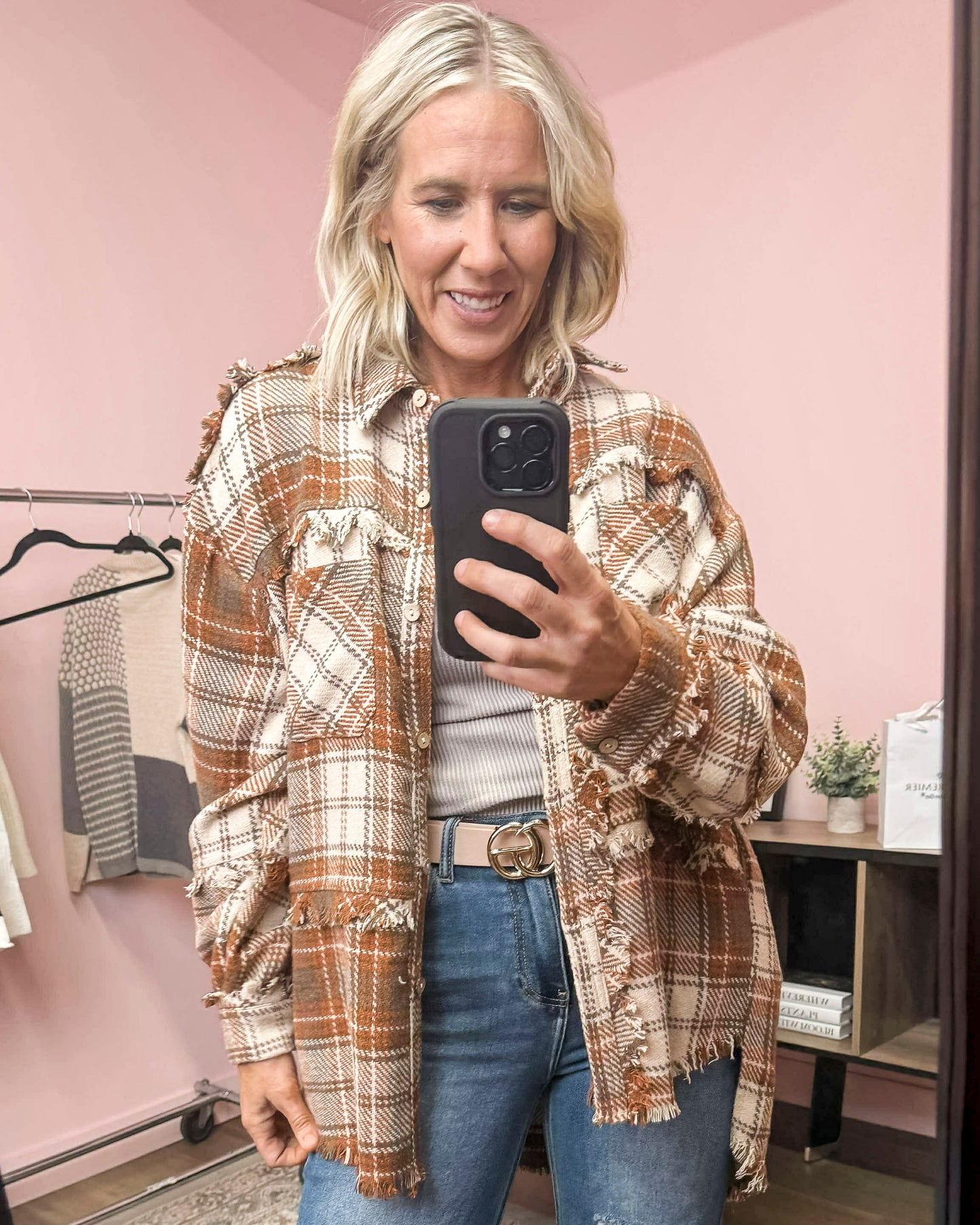 Checked Woven Frayed Dege Detail Shacket | BIBI *LA LIVE PREORDER*