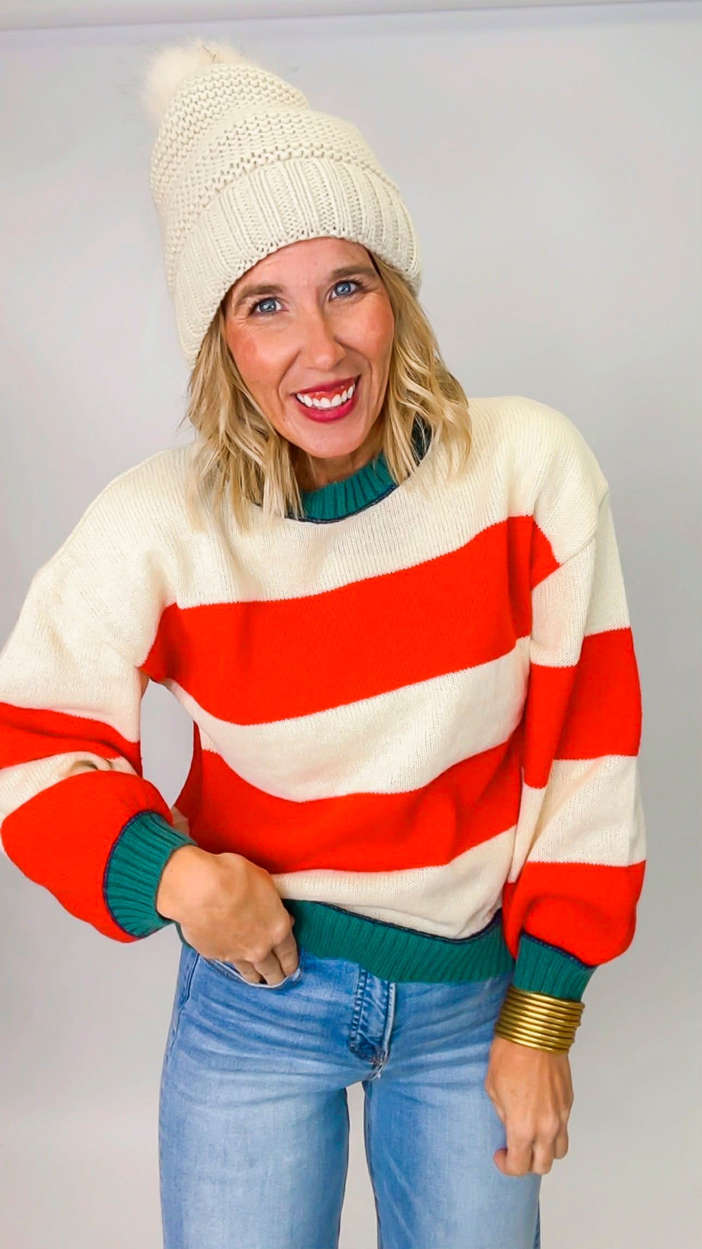Christmas Colorblock Stripe Sweater