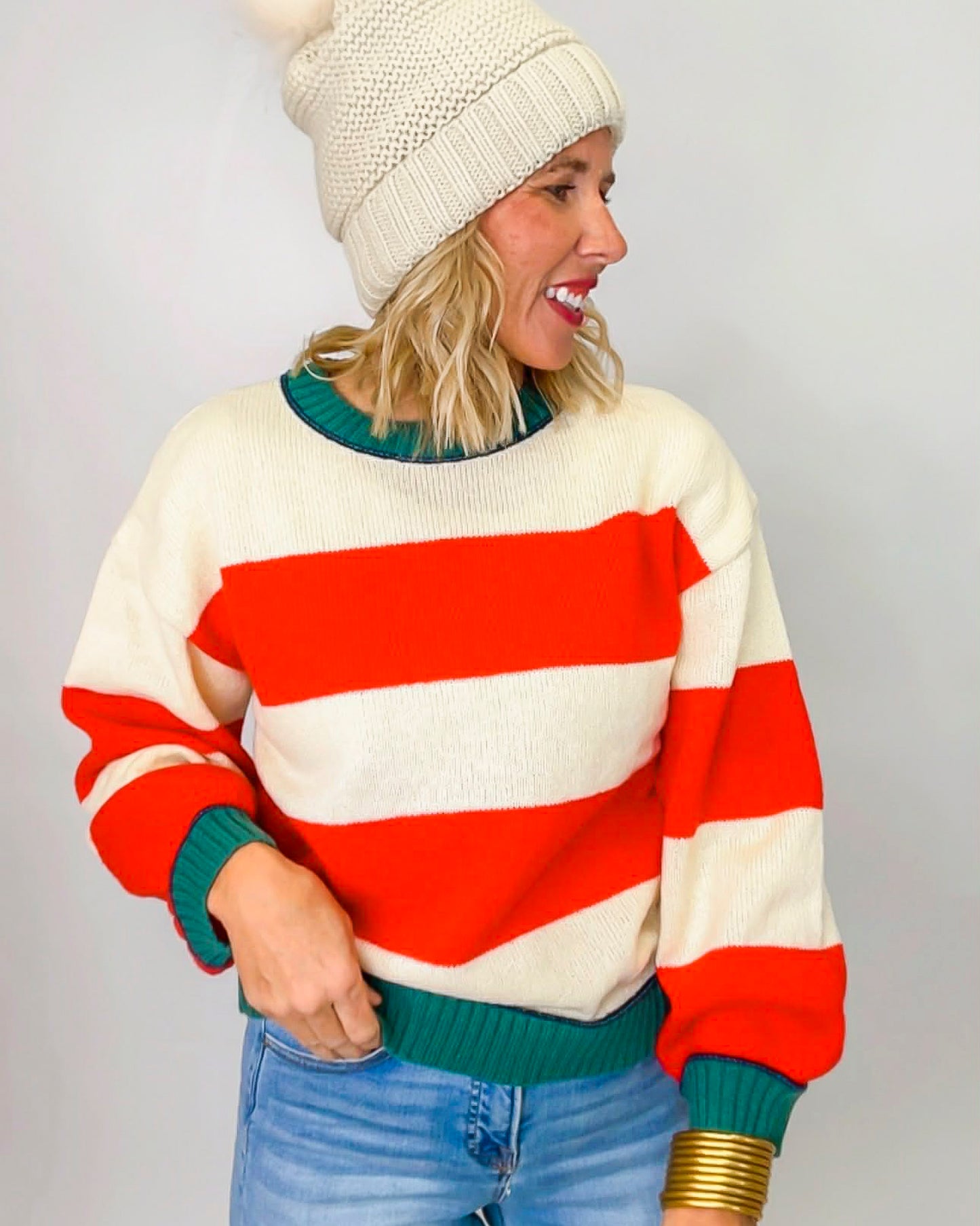 Christmas Colorblock Stripe Sweater