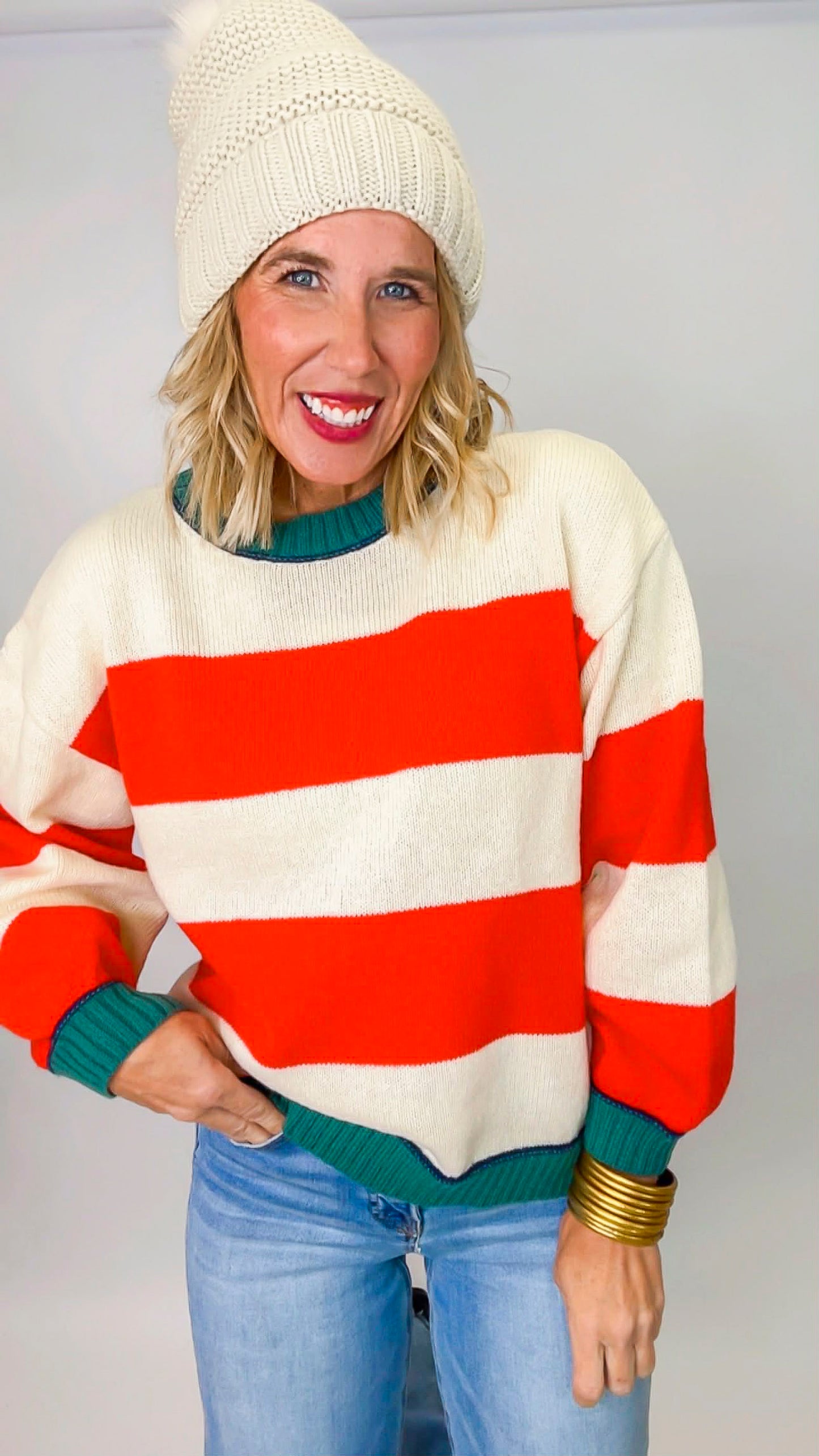 Christmas Colorblock Stripe Sweater