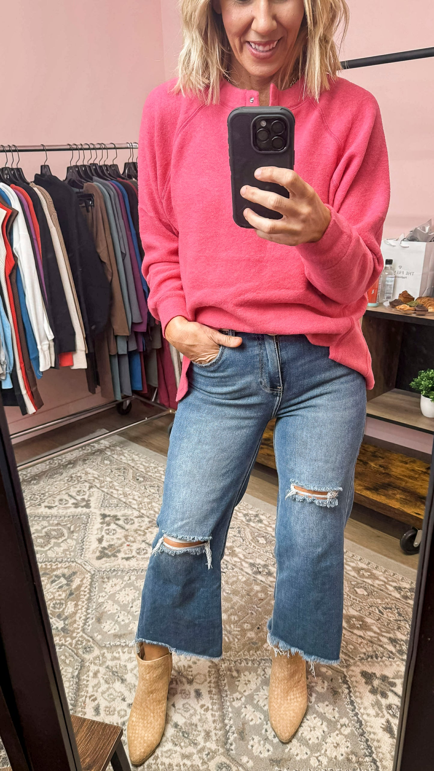 Brushed Melange Hacci Oversized Henley Sweater (9 COLORS) | ZENANA *LA LIVE PREORDER