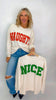 "Naughty" Cloud Knit Long Sleeve Graphic Top