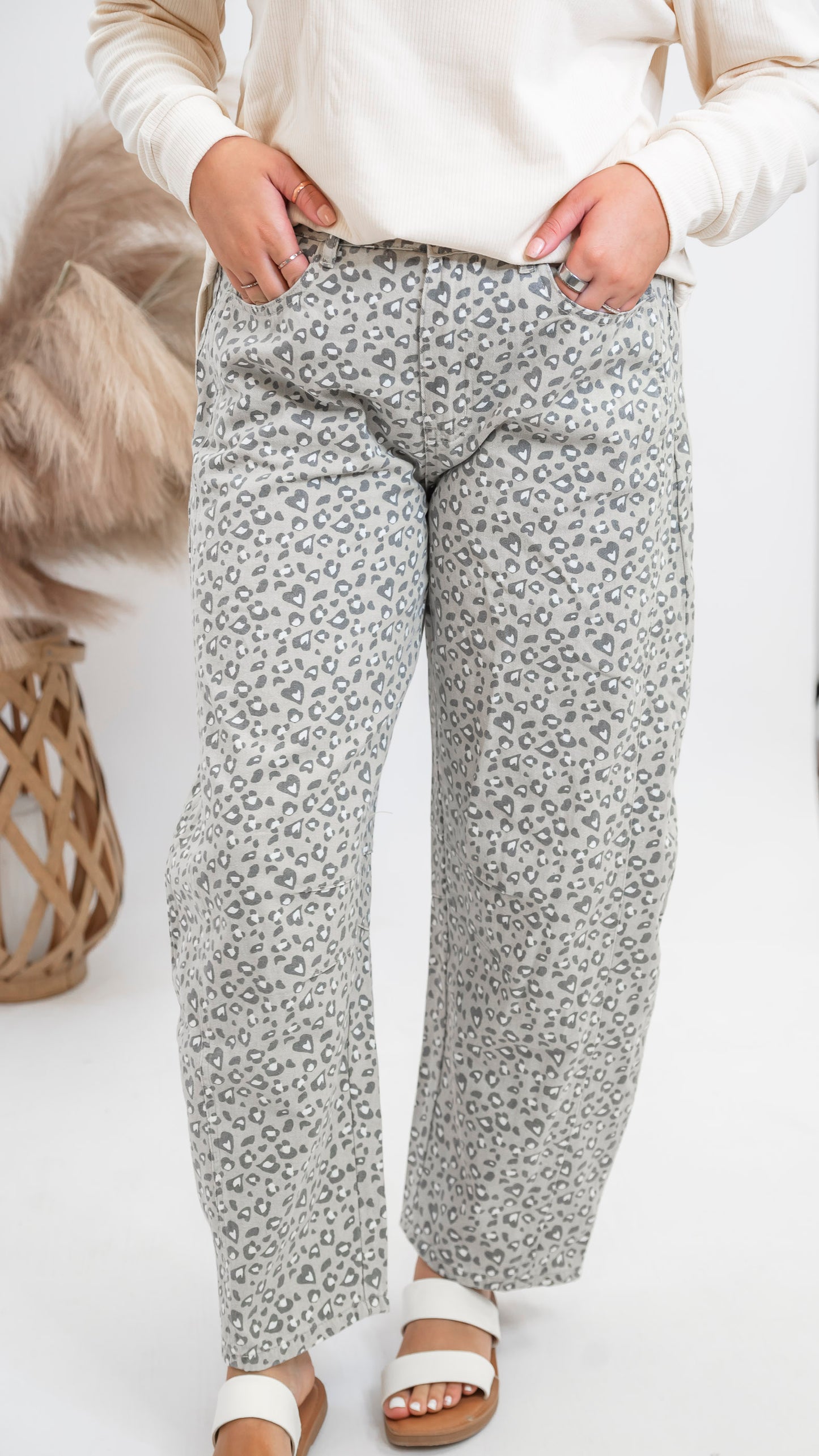Taupe Barrel Leopard Pants